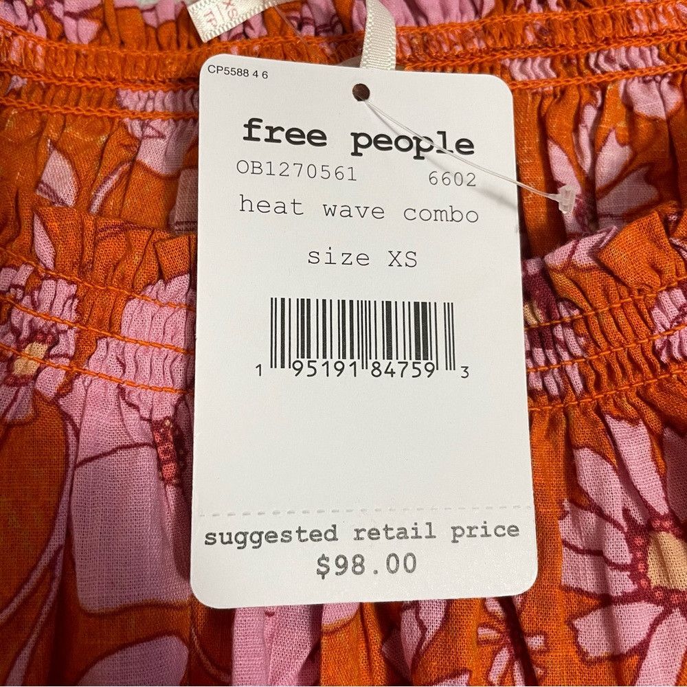 Free People NWT New $98 Free People Miss Daisy Printed Cotton Top Size Size XS / US 0-2 / IT 36-38 - 7 Thumbnail