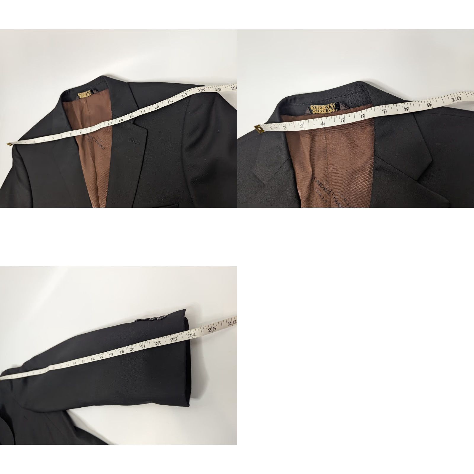 Vintage Caravelli Blazer Men’s Size 38 Regular Notch Lapel Black Oxford 2-Button Single-Breasted Business Casual Formal Wedding Jacket Size 38R - 9 Thumbnail