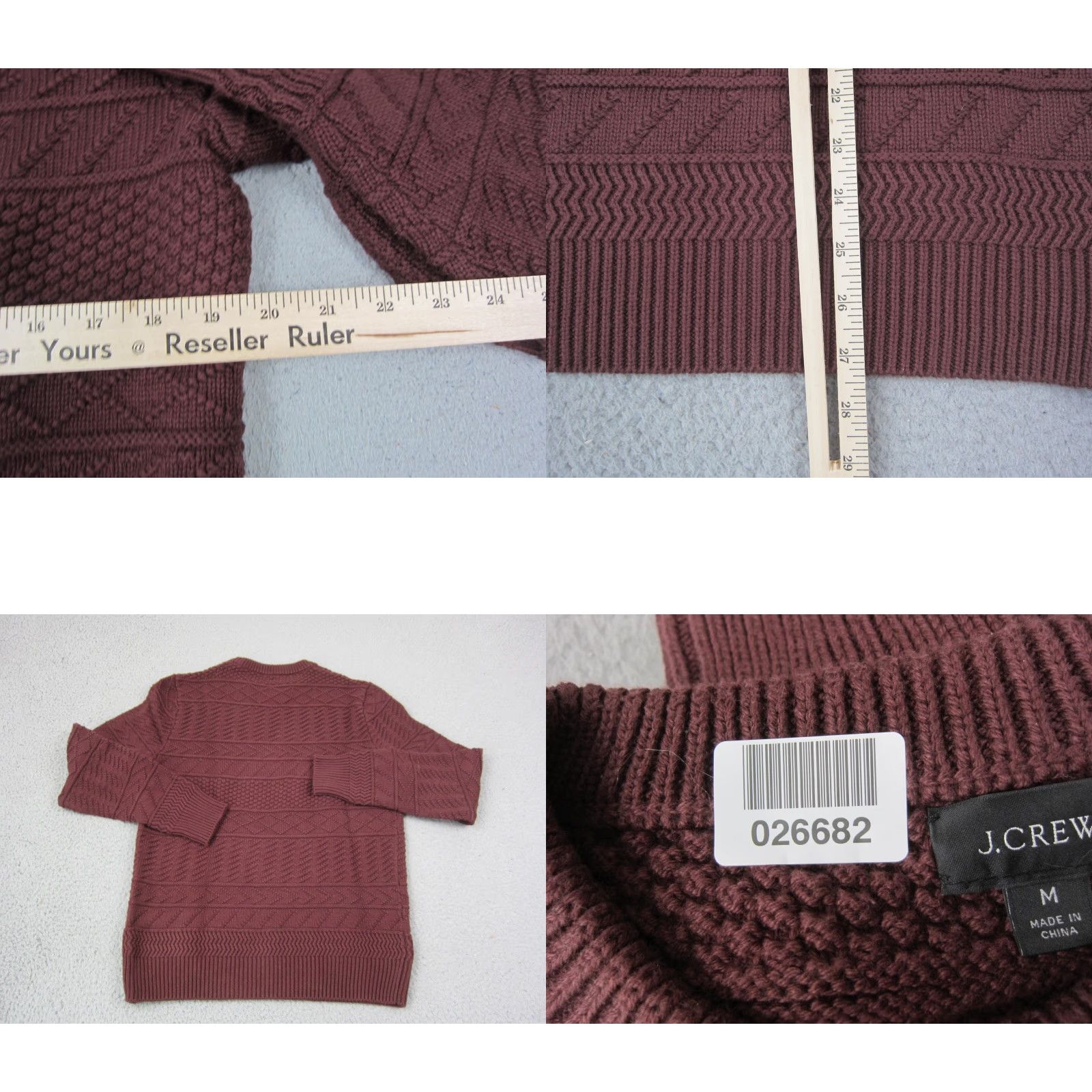 J.Crew J.Crew Sweater Mens Adult Medium Red Cotton Knit Guernsey Stitch Pullover Crew Neck Long Sleeve Regular Fit Classic Outdoor Preppy Logo Vintage No Size US M / EU 48-50 / 2 - 8 Thumbnail