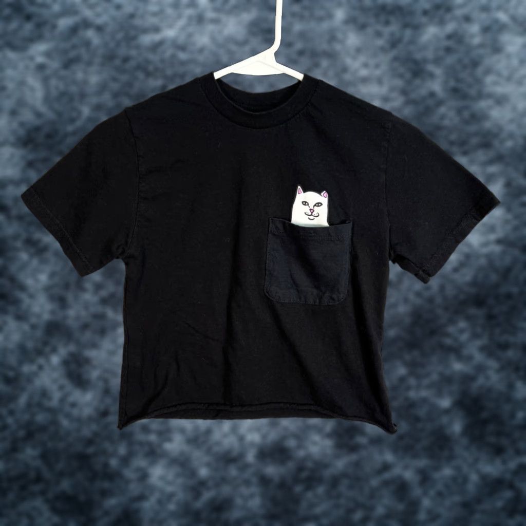 RIPNDIP RIPNDIP Womens XS Black Cotton T-Shirt Cat Pocket Design Made In USA Size XS / US 0-2 / IT 36-38 - 1 Thumbnail