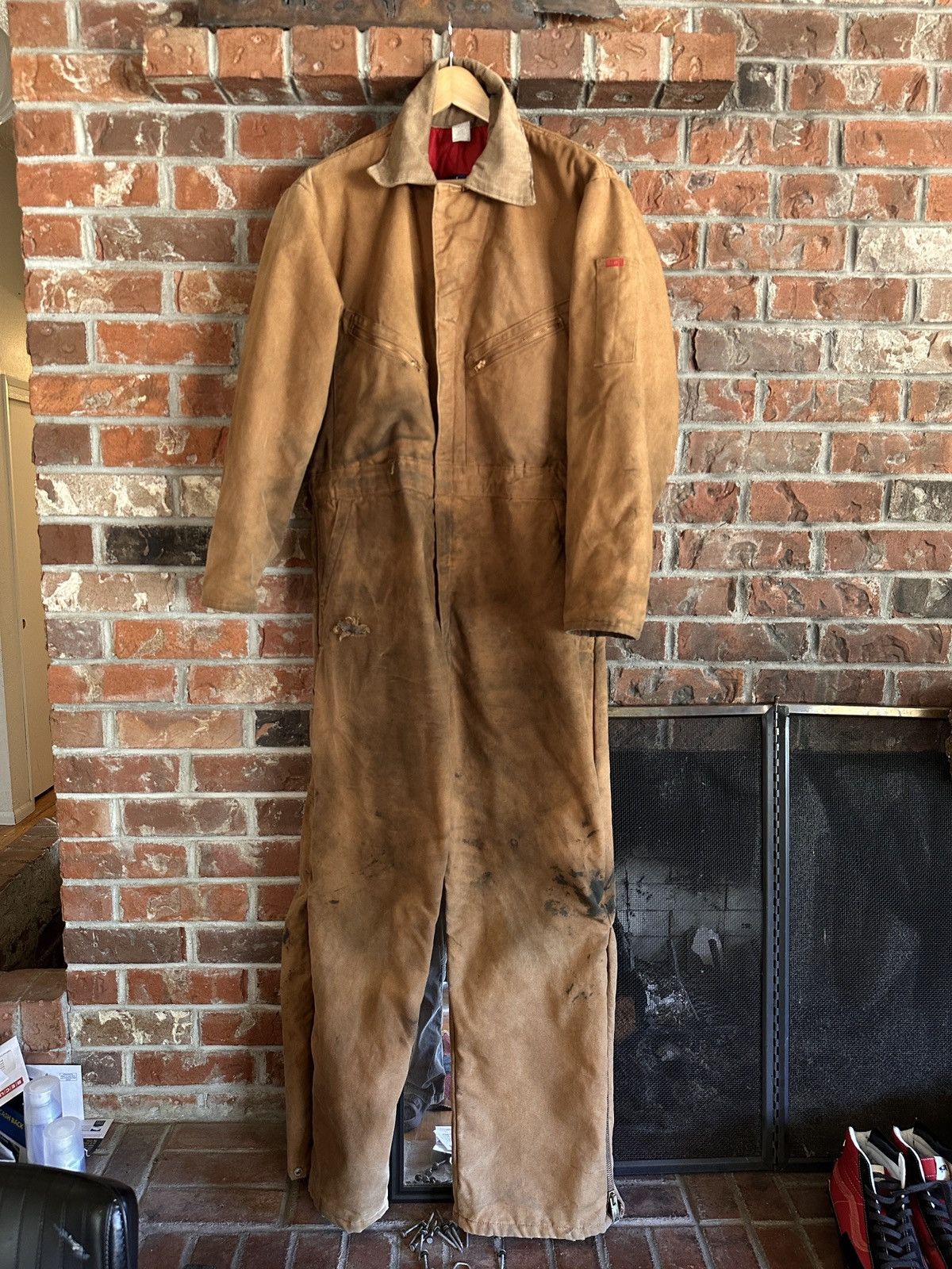 Vintage Big Smith USA Duck Canvas Work suit trashed dirty insulated Size US 39 - 1 Thumbnail