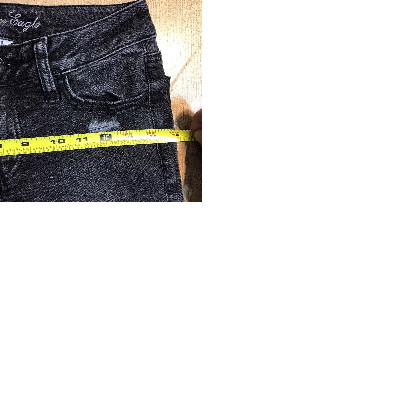 American Eagle Outfitters American Eagle Jeans Jegging Black Super Stretch Distressed Womens 2 X 29.5 Ins Size 27" / US 4 / IT 40 - 9 Thumbnail