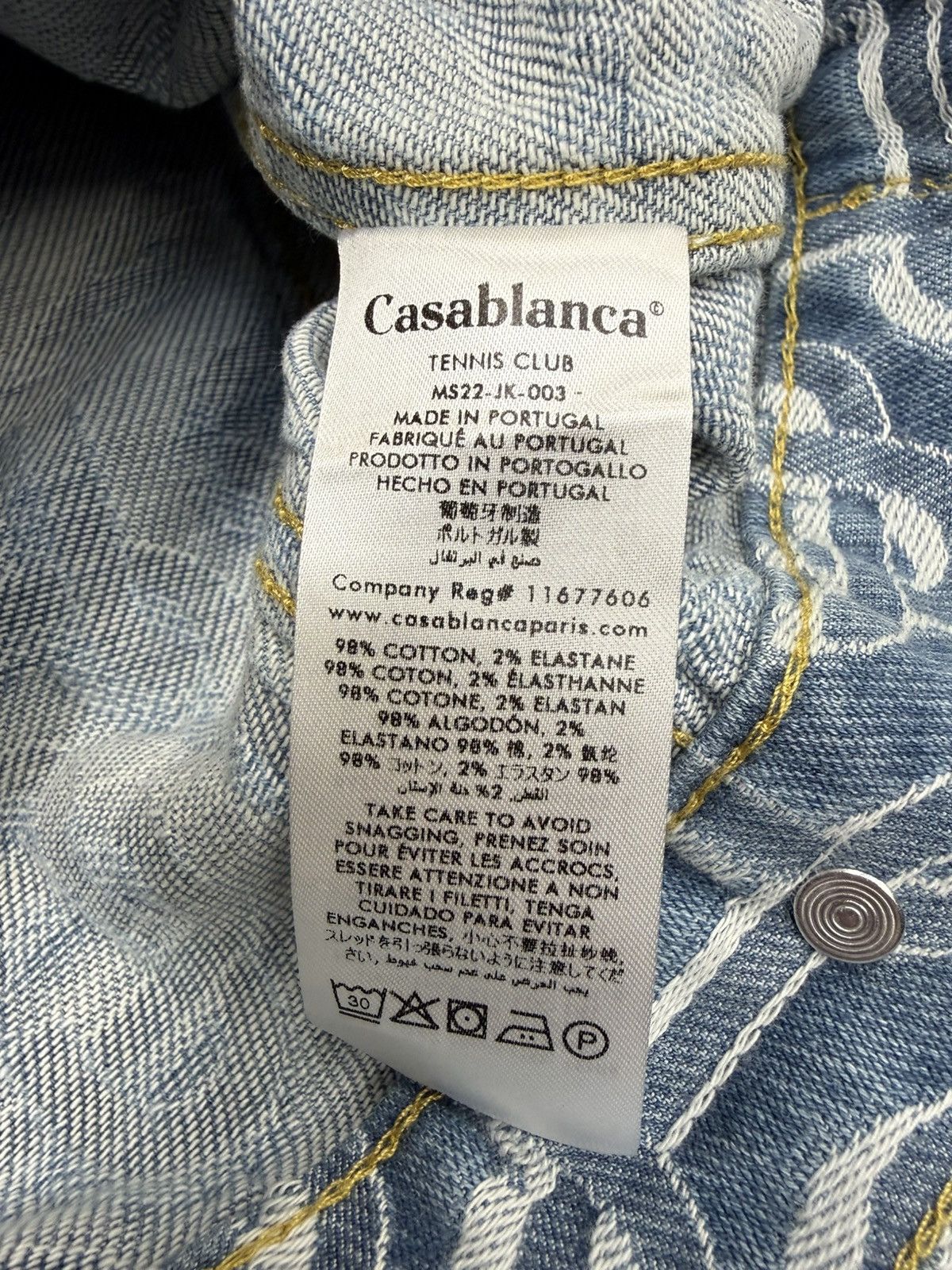 Casablanca Monogram Embroidered Bleached Denim Jacket. Size S. BNWT Size US S / EU 44-46 / 1 - 6 Thumbnail