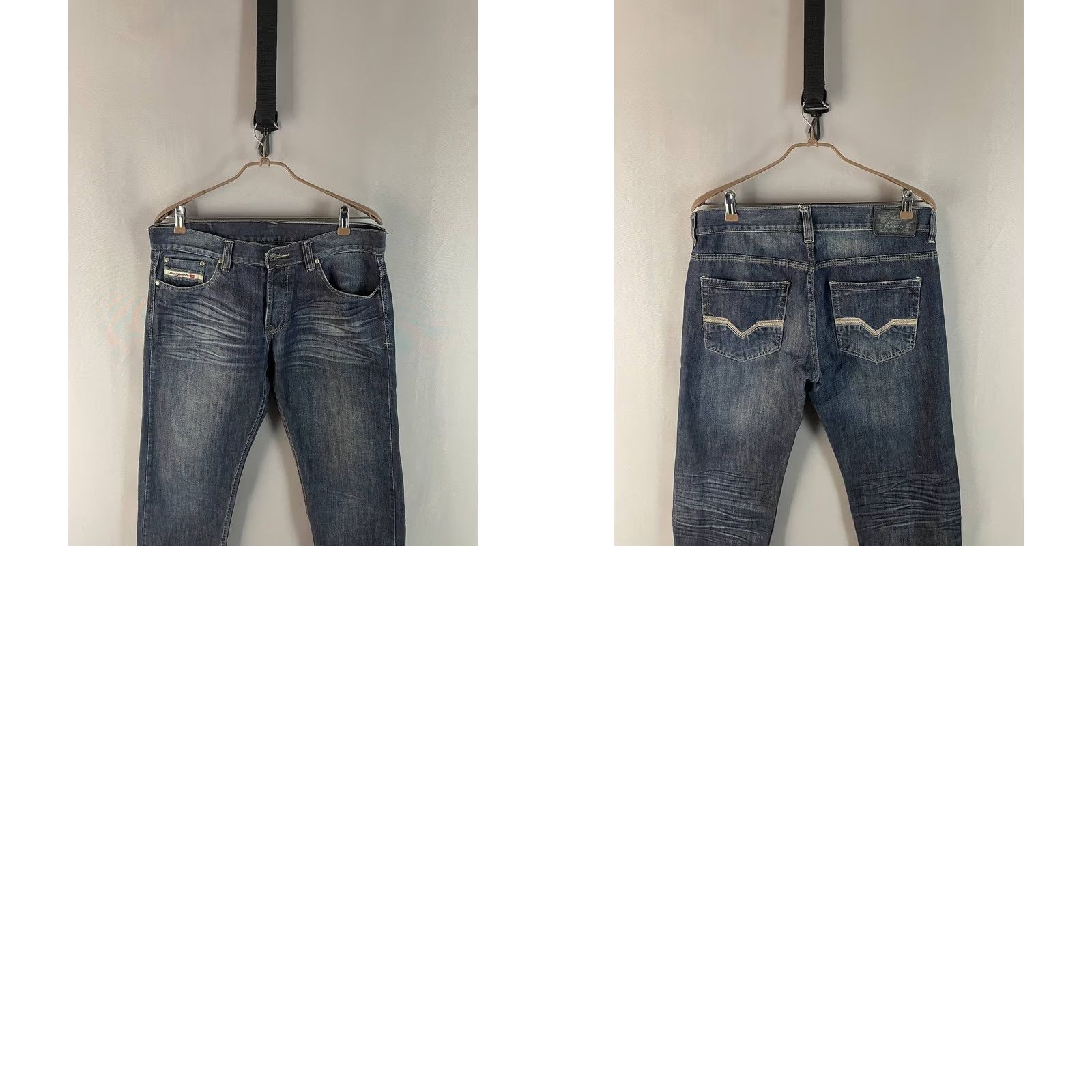 Diesel Diesel Jeans Size 34 Blue Cotton Stretch Wide-Leg Biker Regular Fit 5-Pocket Denim Mens Size US 34 / EU 50 - 9 Thumbnail