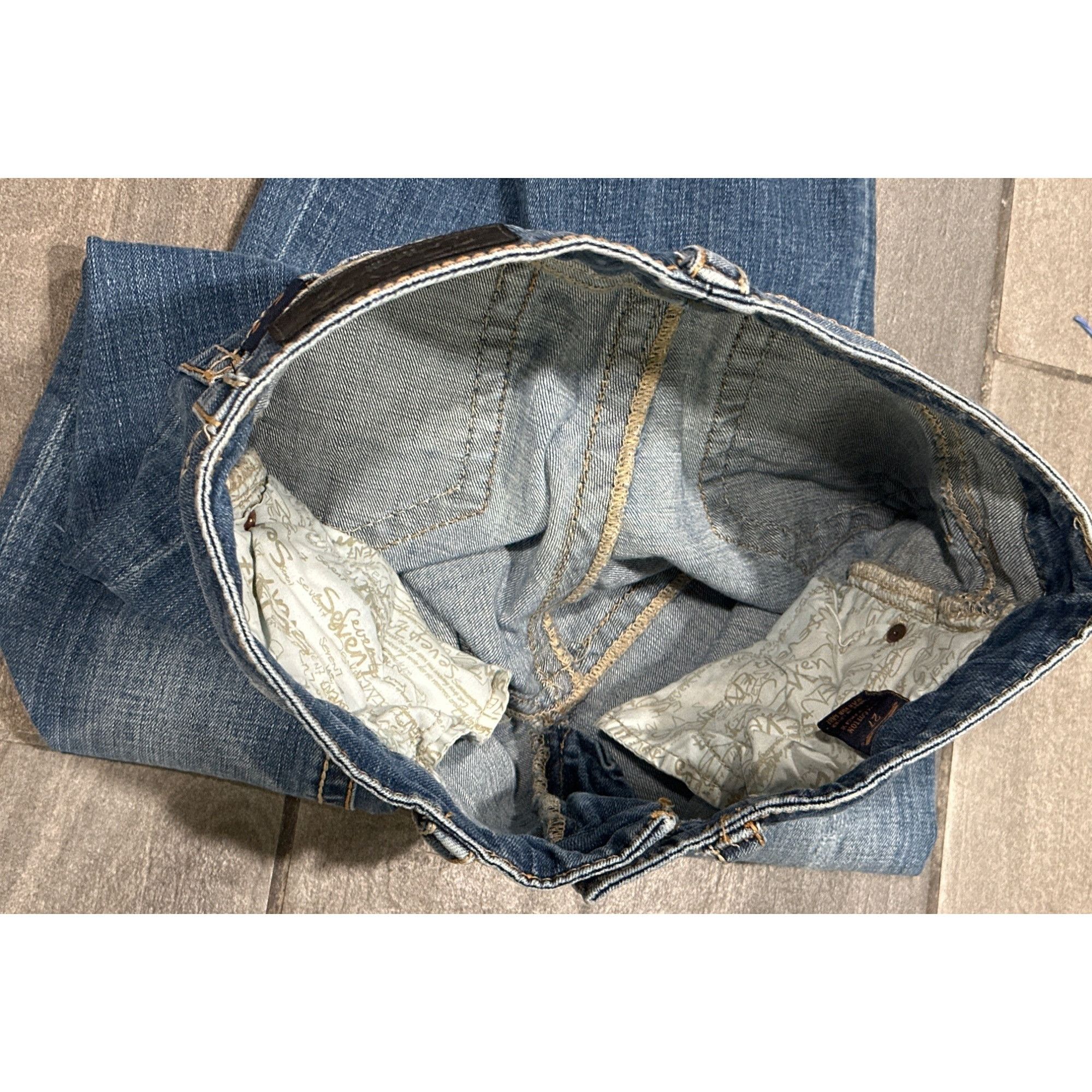 Seven 7 Seven7 Bootcut Size 27 Blue Denim Contrast Stitching Embroid Size 27" / US 4 / IT 40 - 15 Thumbnail