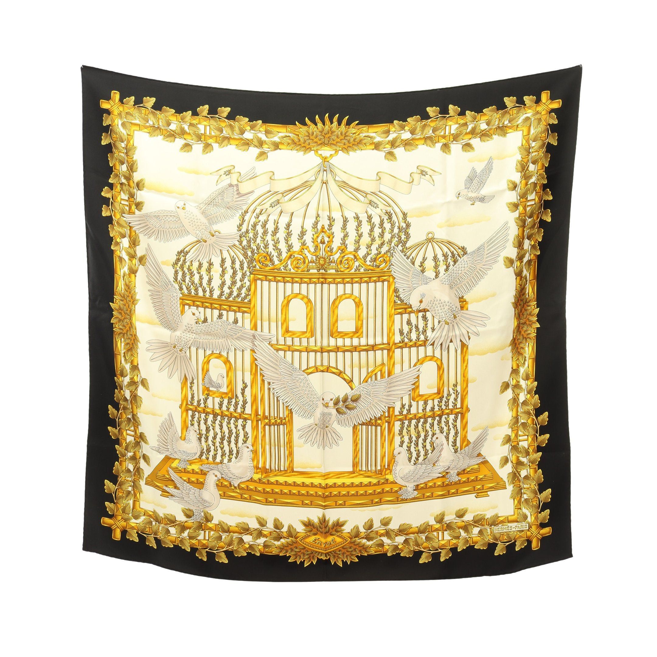 Hermes Hermes Carres 90 Envol Scarf Silk Black Multicolor Size ONE SIZE - 1 Thumbnail