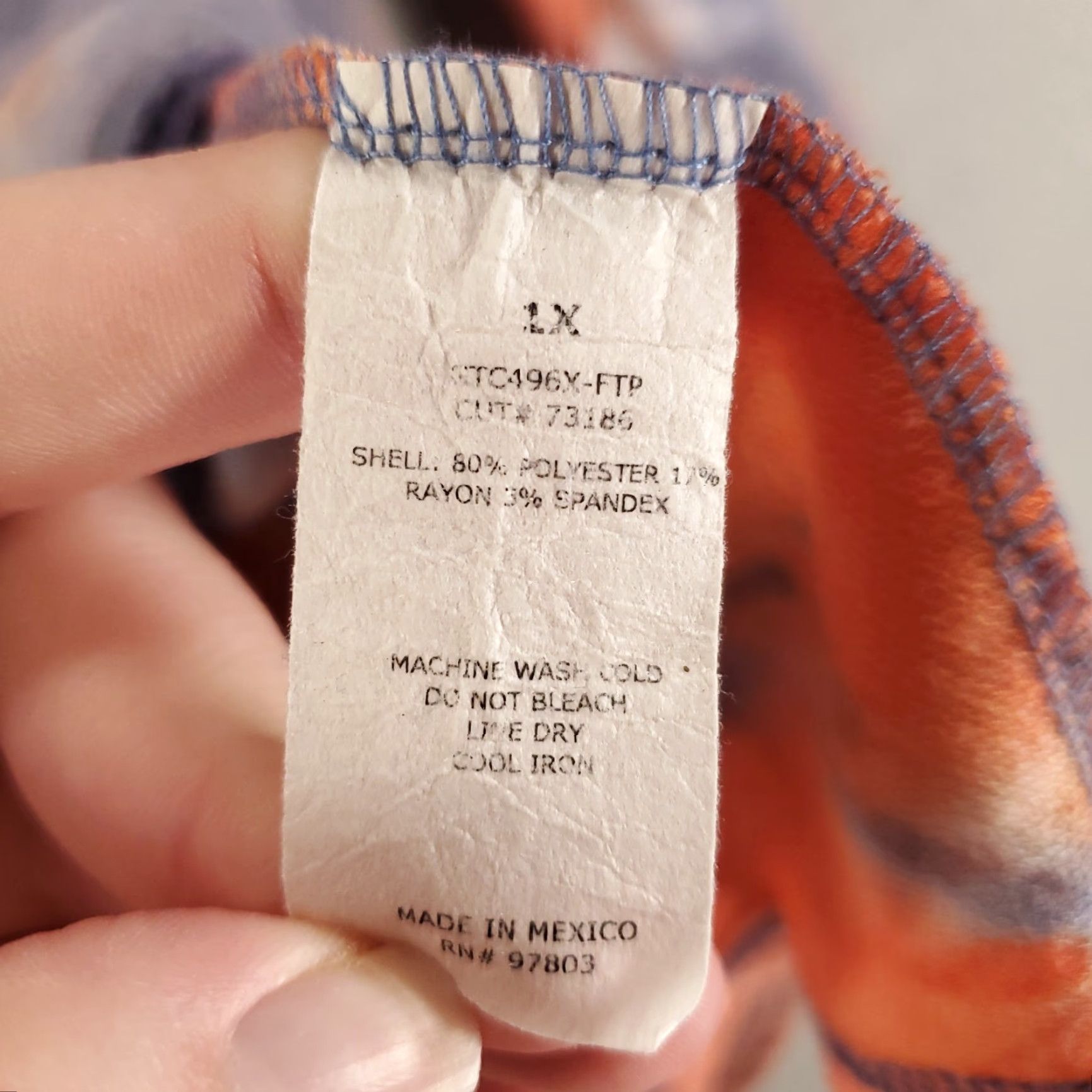 Vintage Green Envelope Tunic Women 1X Blue Orange Tie Dye Stretchy Top Size XL / US 12-14 / IT 48-50 - 6 Thumbnail
