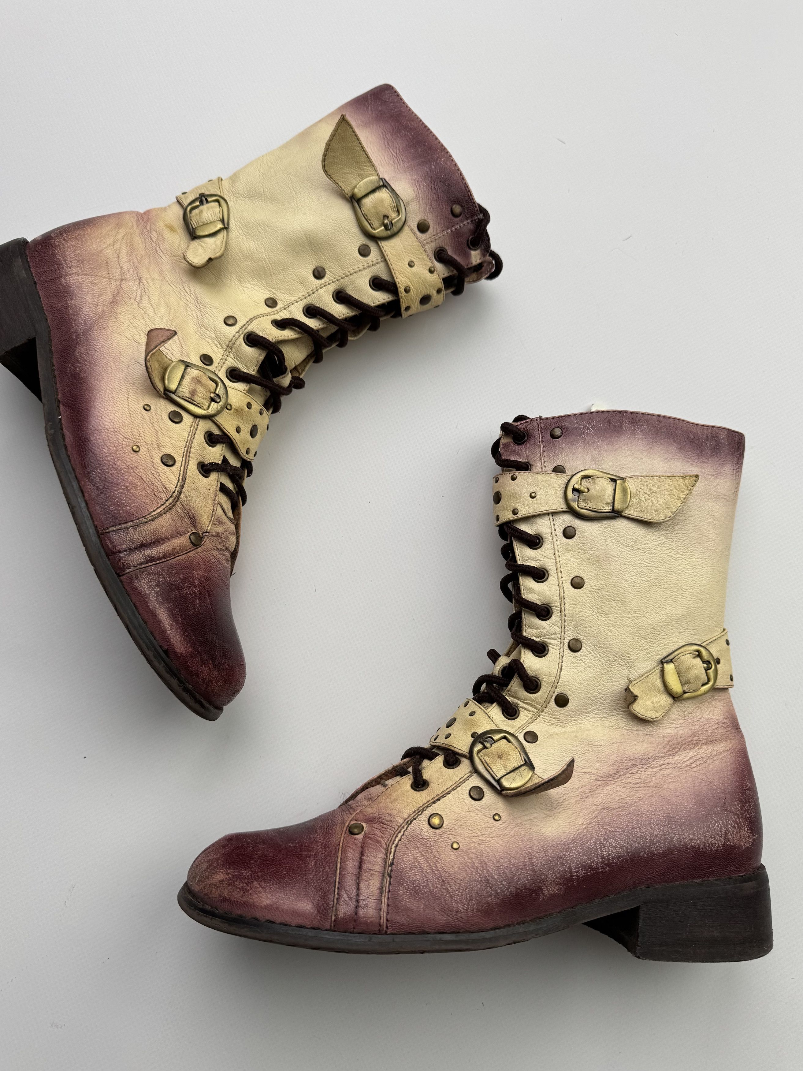 Other Vintage Faded Leather Boots With Straps B262(V3)E2 Size US 5 / IT 35 - 2 Thumbnail