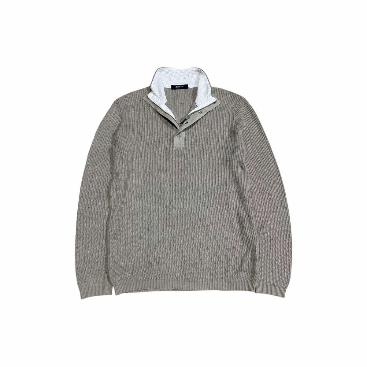 🔥Vintage Zegna Sport Ribbed Knit Double Layer Polo Ls Shirt