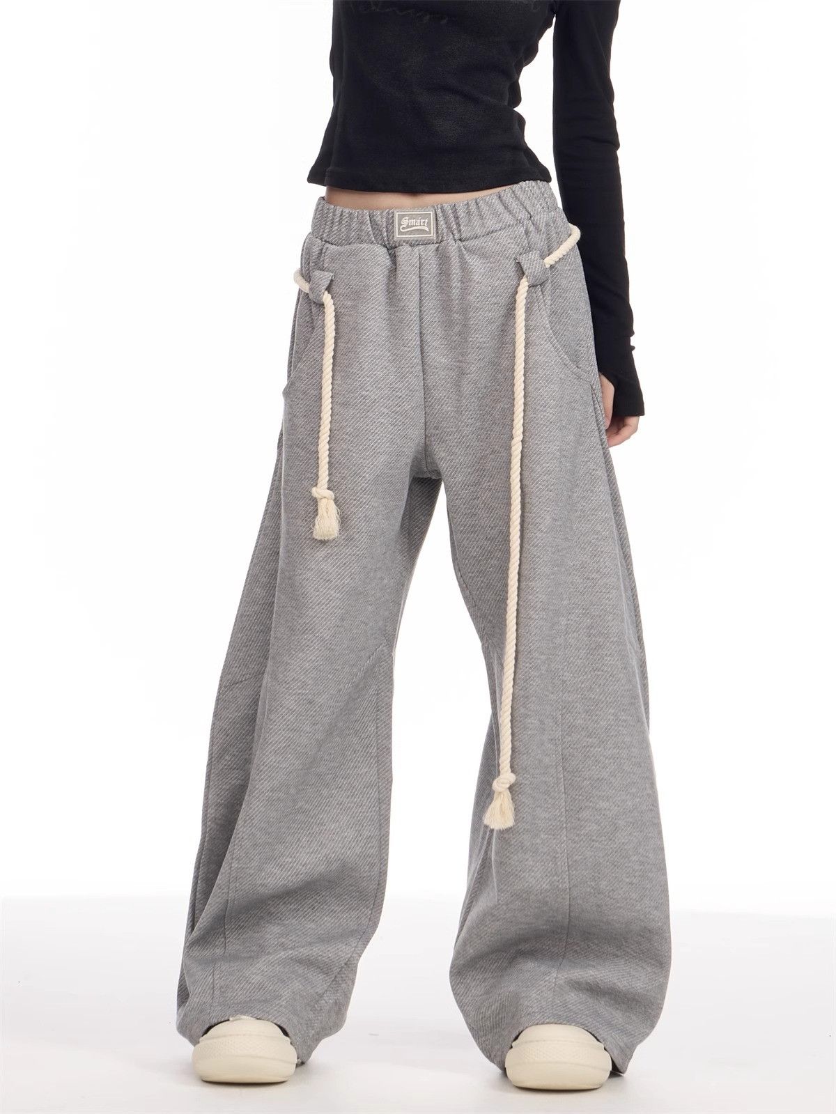 Vintage Baggy Grey Joggers with Drawstring Size US 33 - 2 Thumbnail