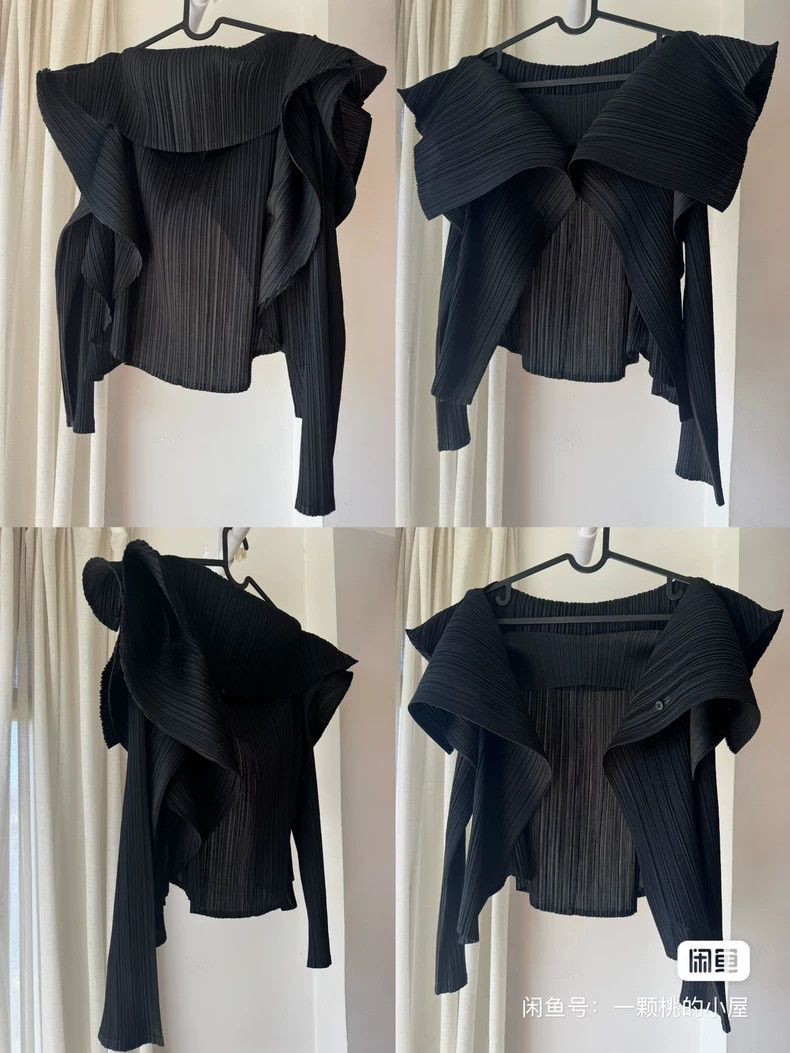 issey miyake size:3 Kelp butterfly collar one-button top