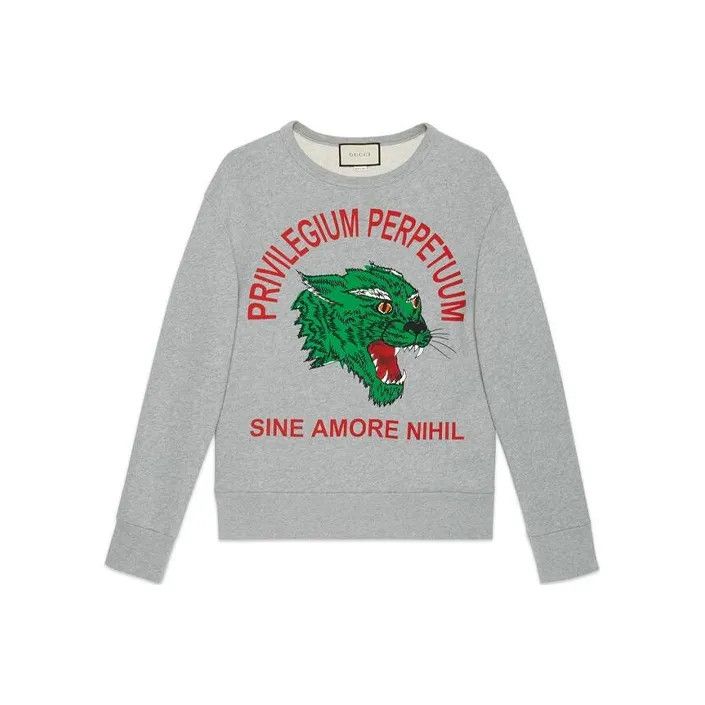 Gucci Gucci Gray Panther Cotton Sweatshirt Size US S / EU 44-46 / 1 - 1 Thumbnail