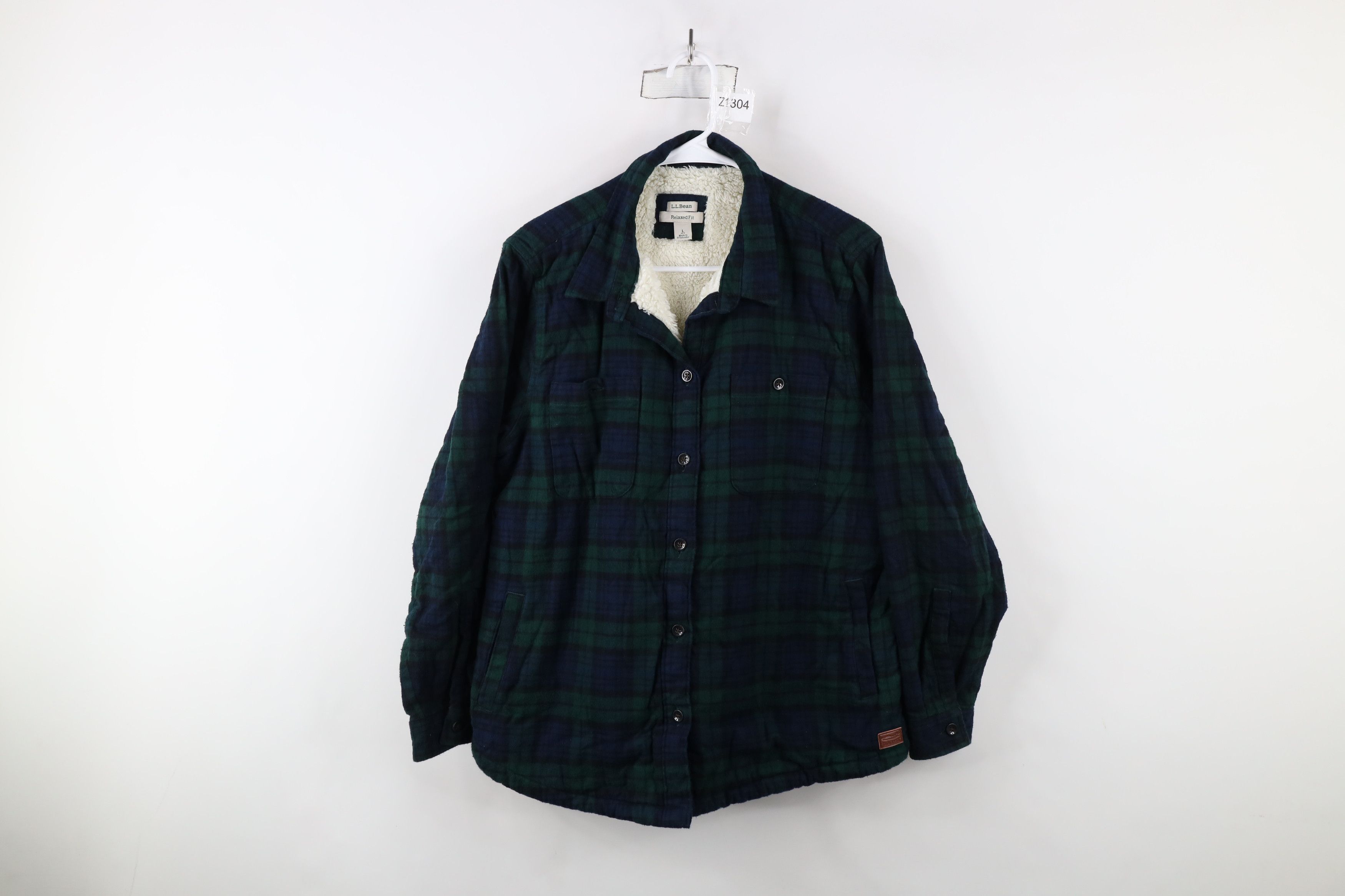 Vintage LL Bean Fit Fleece Lined Flannel Shirt Jacket Plaid