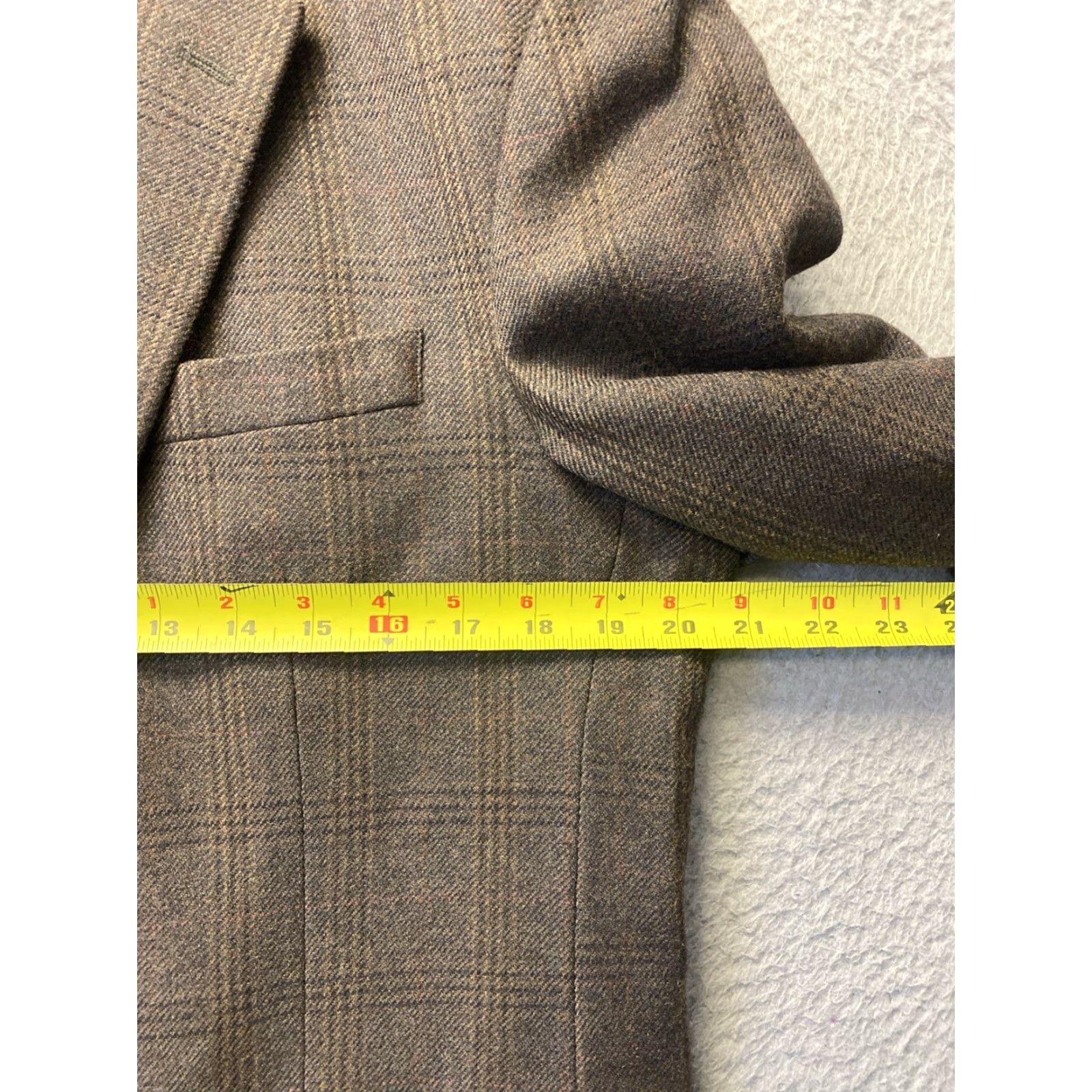 Jos. A. Bank Jos. A. Bank Blazer Sport Coat Mens Two-Button Plaid Wool 41R Dark Moss Brown Regular Jacket Coat Size 42R - 6 Thumbnail
