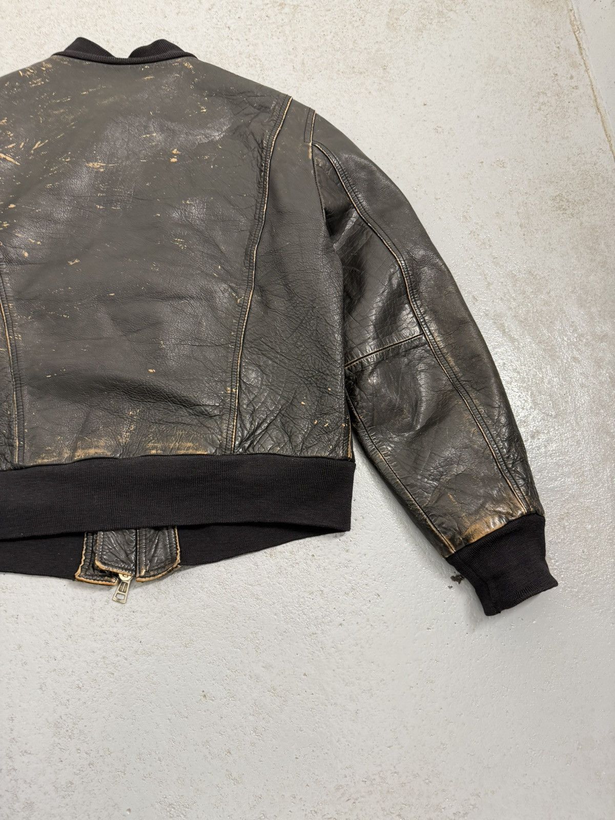 Genuine Leather Brogden Track Leather Ashed Chocolate Narrow Fitted Jacket Size L / US 10 / IT 46 - 17 Thumbnail