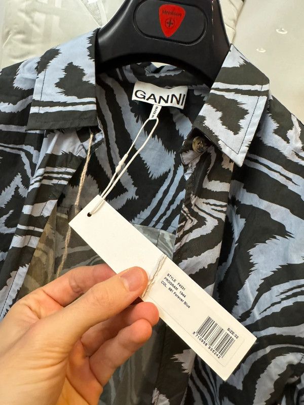 Ganni Ganni Pattern Printed Zebra Blue Black Shirt XS/S Size XS / US 0-2 / IT 36-38 - 3 Thumbnail