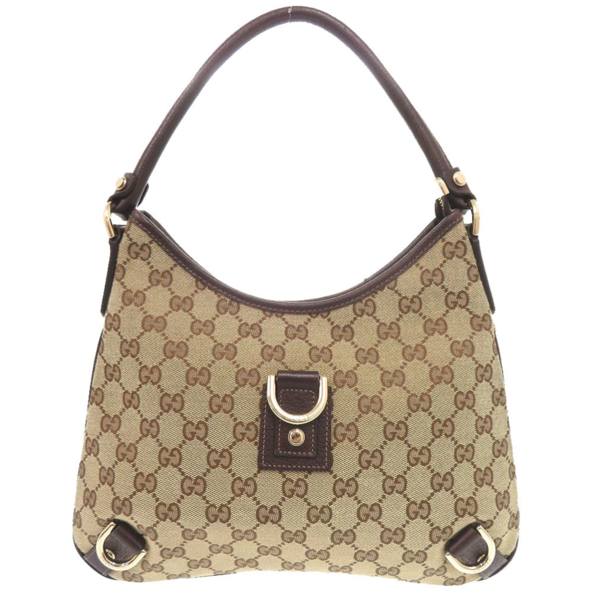 Excellent condition Gucci Abbey GG canvas and leather hobo shoulder bag 130738 in beige brown (0764GUCCI)