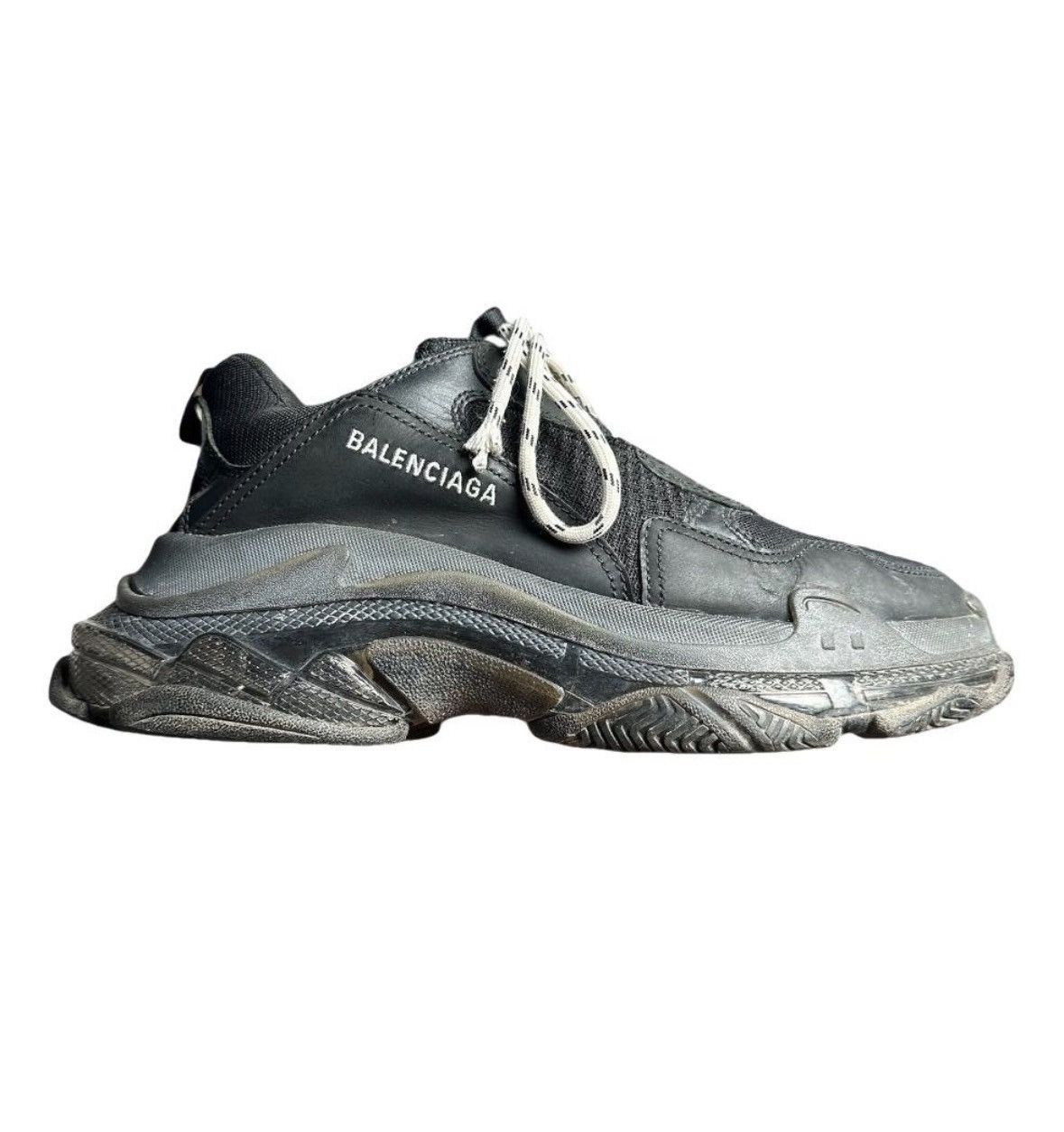Balenciaga Triple S clear sole black leather 43