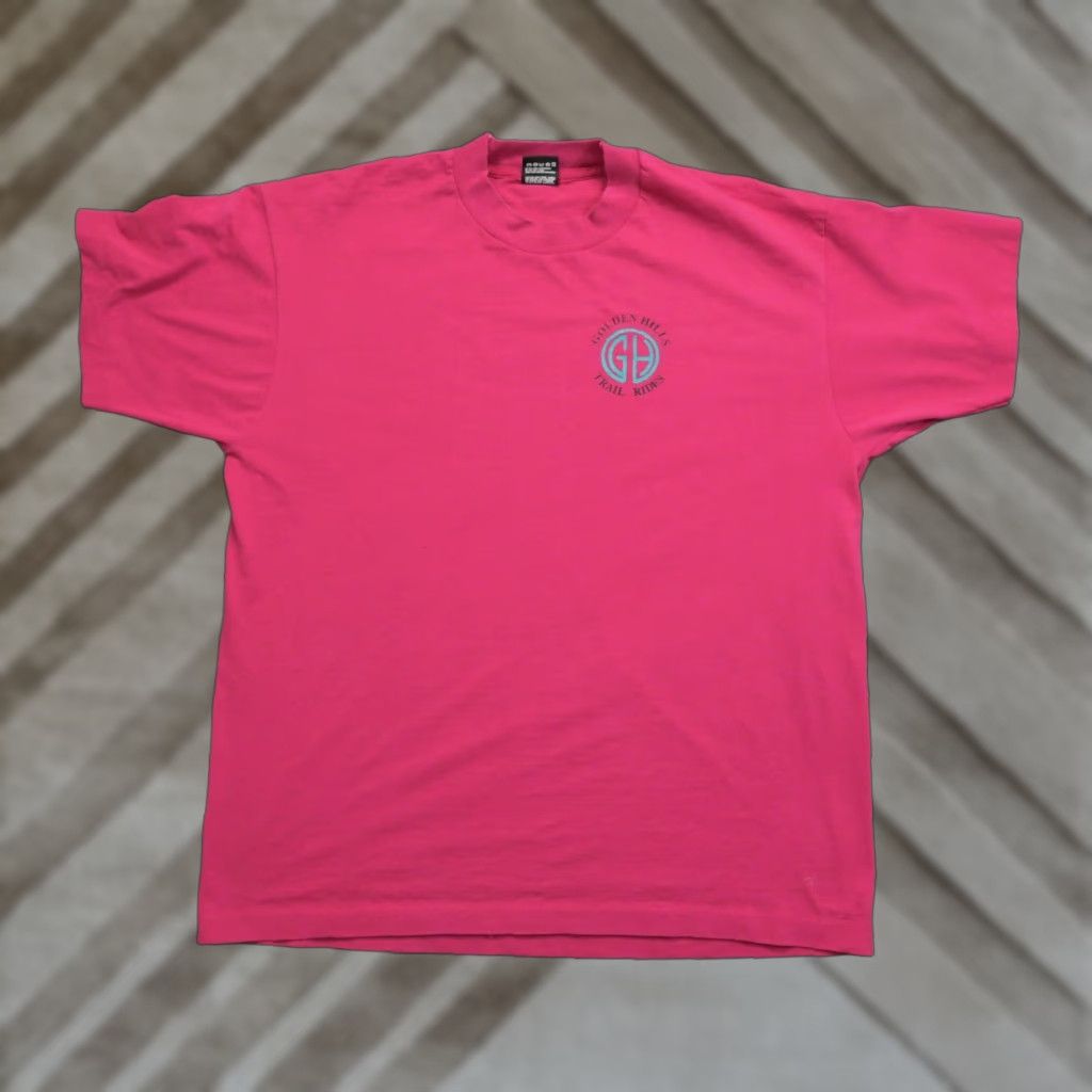 Pinko VINTAGE Horse Riding T Shirt Mens XL Pink Golden Hills Trail Rides Single Stitch Size US XL / EU 56 / 4 - 1 Thumbnail
