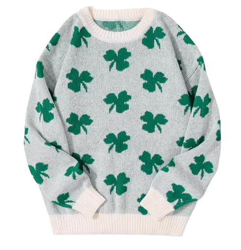 Japanese Brand Streetwear Four-Leaf Clover Sweater Jacquard Knit Sweatshirt Size US XXL / EU 58 / 5 - 1 Thumbnail