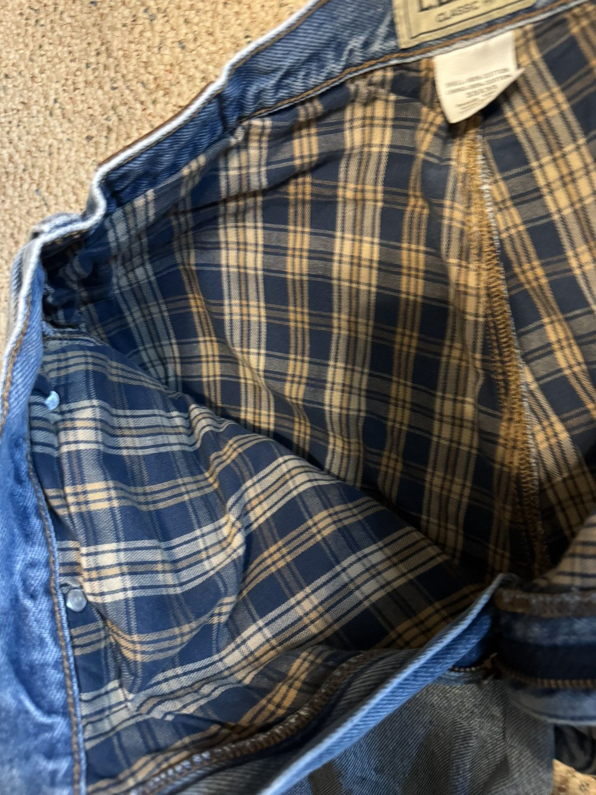 Carhartt × L.L. Bean × Vintage L.L. Bean Plaid Lined Work Pants Size US 33 - 6 Thumbnail