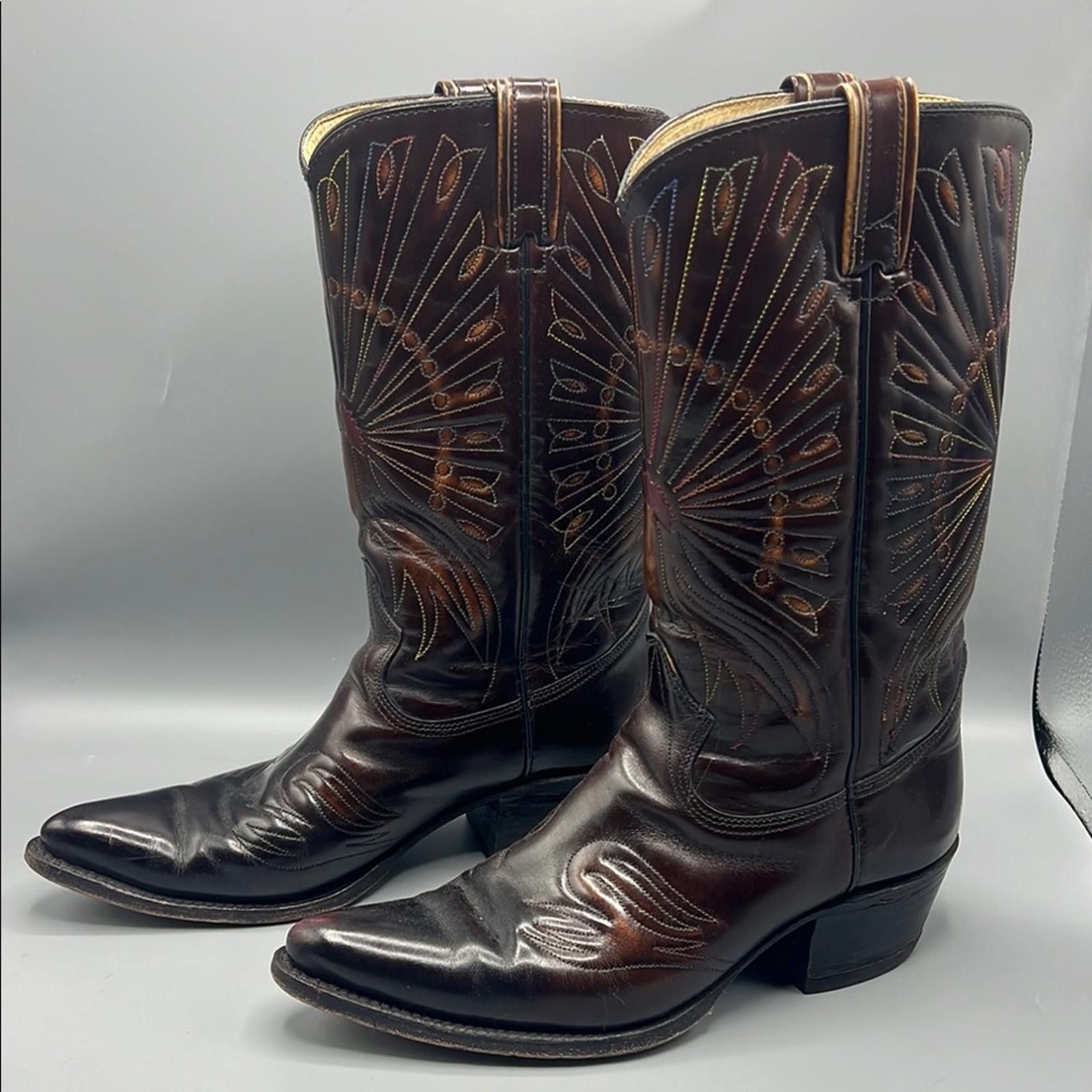 Designer Texas Imperial rainbow peacock cowboy boot Size US 9 / EU 42 - 4 Thumbnail
