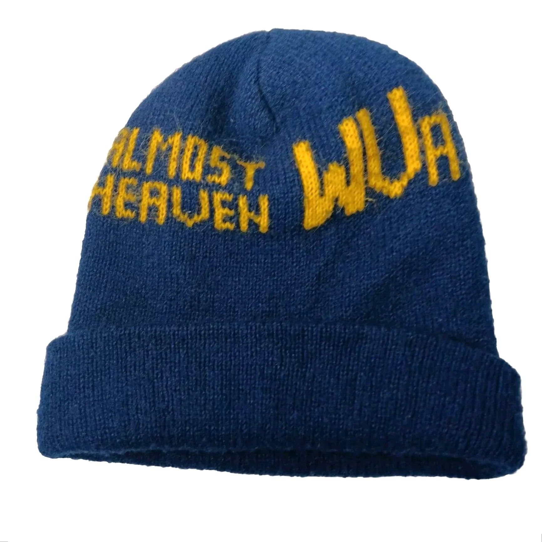 Vintage VINTAGE Boggin West Virginia Beanie - Knit Hat - Adult One Size - Blue Gold Acrylic - WVU Mountaineer - 90s/Almost Heaven Theme - Men Size ONE SIZE - 2 Thumbnail
