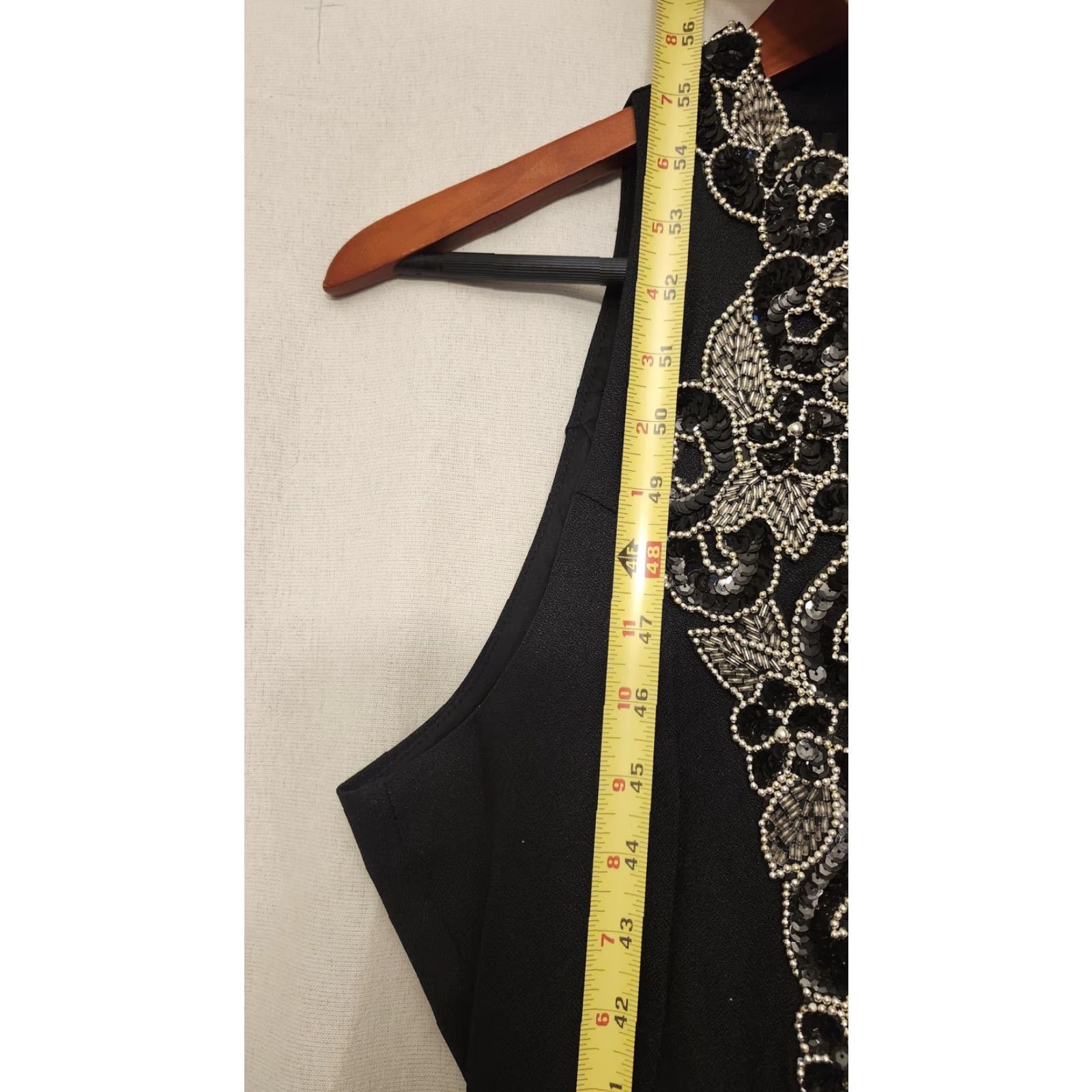 Vintage VINTAGE Barbara Taylor Paris New York Womens Maxi Evening Gown Beaded Black 90s Medium Beaded Dress Formal Nightwear Size M / US 6-8 / IT 42-44 - 5 Thumbnail