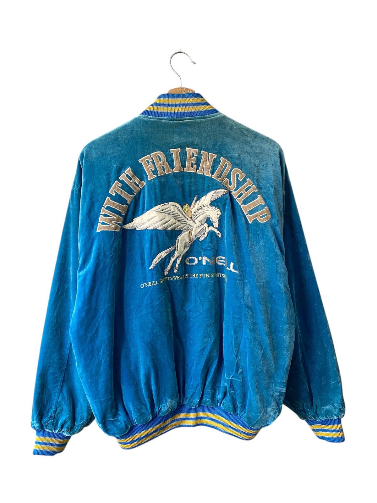 Vintage Vintage 80s O’neill Velvet Varsity Jacket Size US L / EU 52-54 / 3 - 1 Thumbnail