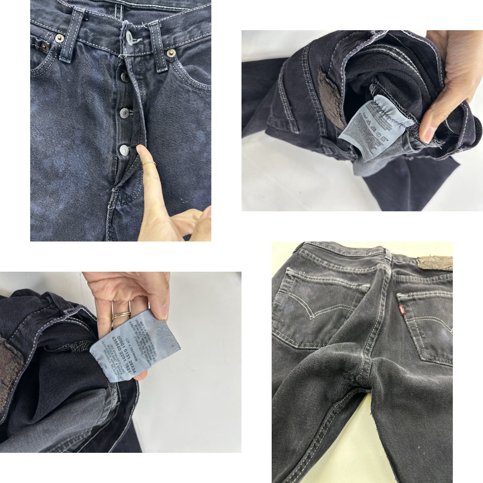 Levi's VINTAGE Levi's 501 Jeans 27x27 Black Distressed 80s 90s Mens Size US 27 - 8 Thumbnail