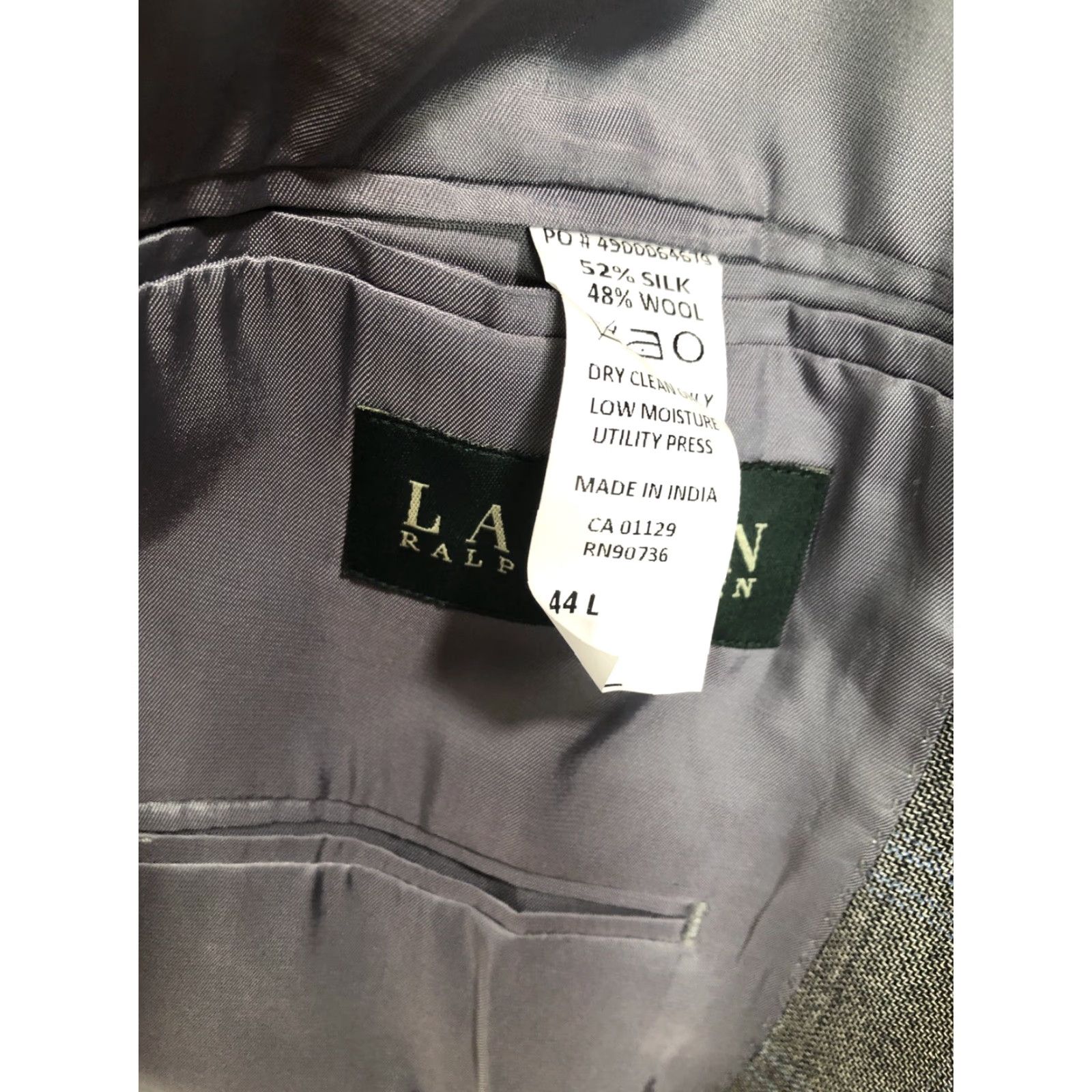 Ralph Lauren LAUREN / RALPH LAUREN - NEW w TAGS - SILK / WOOL Windowpane 44L Blazer Men 44 Long Gray Silk Wool Blazer Mens Size 44R - 7 Thumbnail