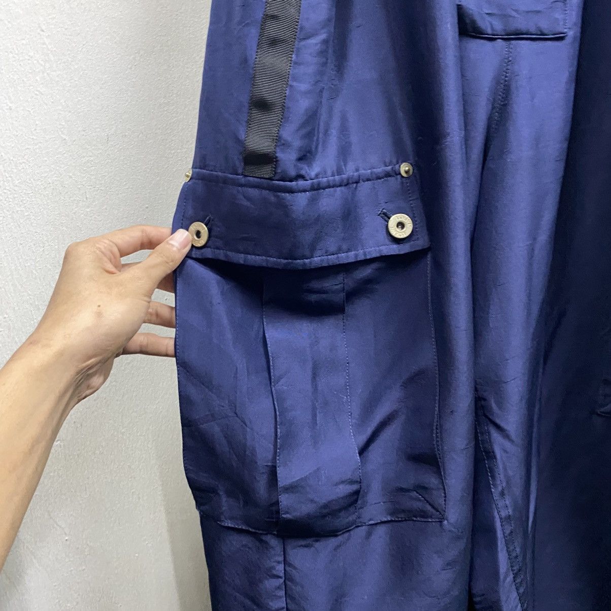 Loewe Loewe Navy Blue Silk Cargo Overalls Jumpsuit Size US 43 - 6 Thumbnail