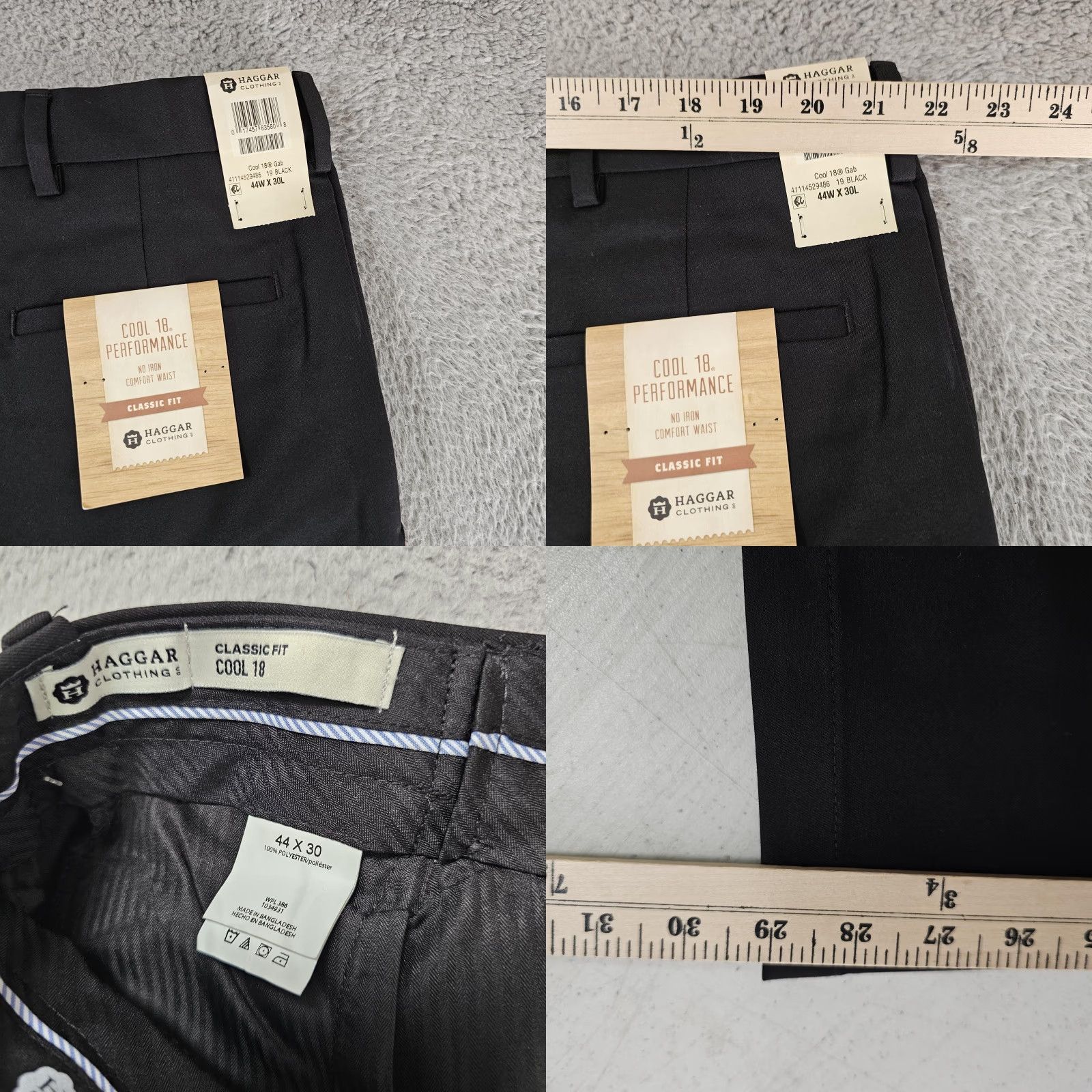 Haggar Haggar Cool 18 Pro Dress Pants Mens 44x30 Black Classic Fit Pleated No Iron Pants Formal Business Size US 44 / EU 60 - 8 Thumbnail