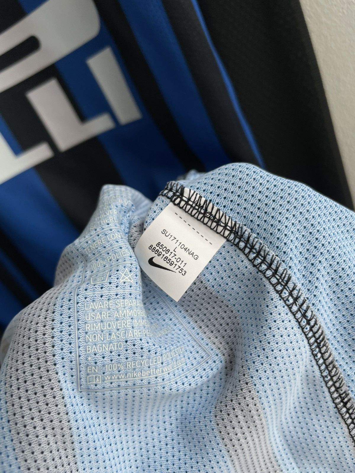 Nike Inter Milan 2017 2018 Player Issue Match Worn? Shirt Jersey Size US L / EU 52-54 / 3 - 15 Thumbnail