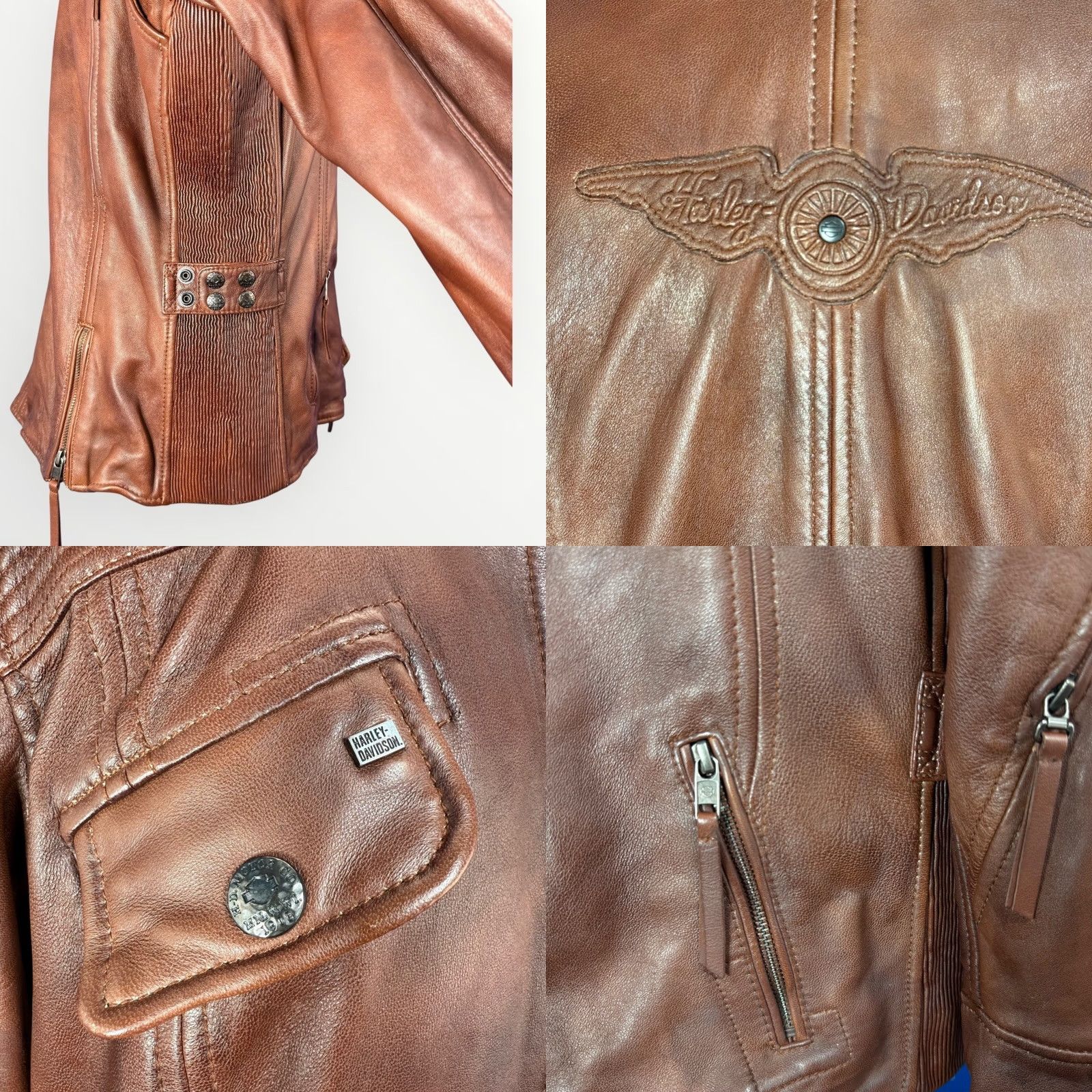 Harley Davidson VINTAGE Harley-Davidson Women's Uproot Genuine Sheepskin Leather Jacket Size XL Biker Size XL / US 12-14 / IT 48-50 - 8 Thumbnail