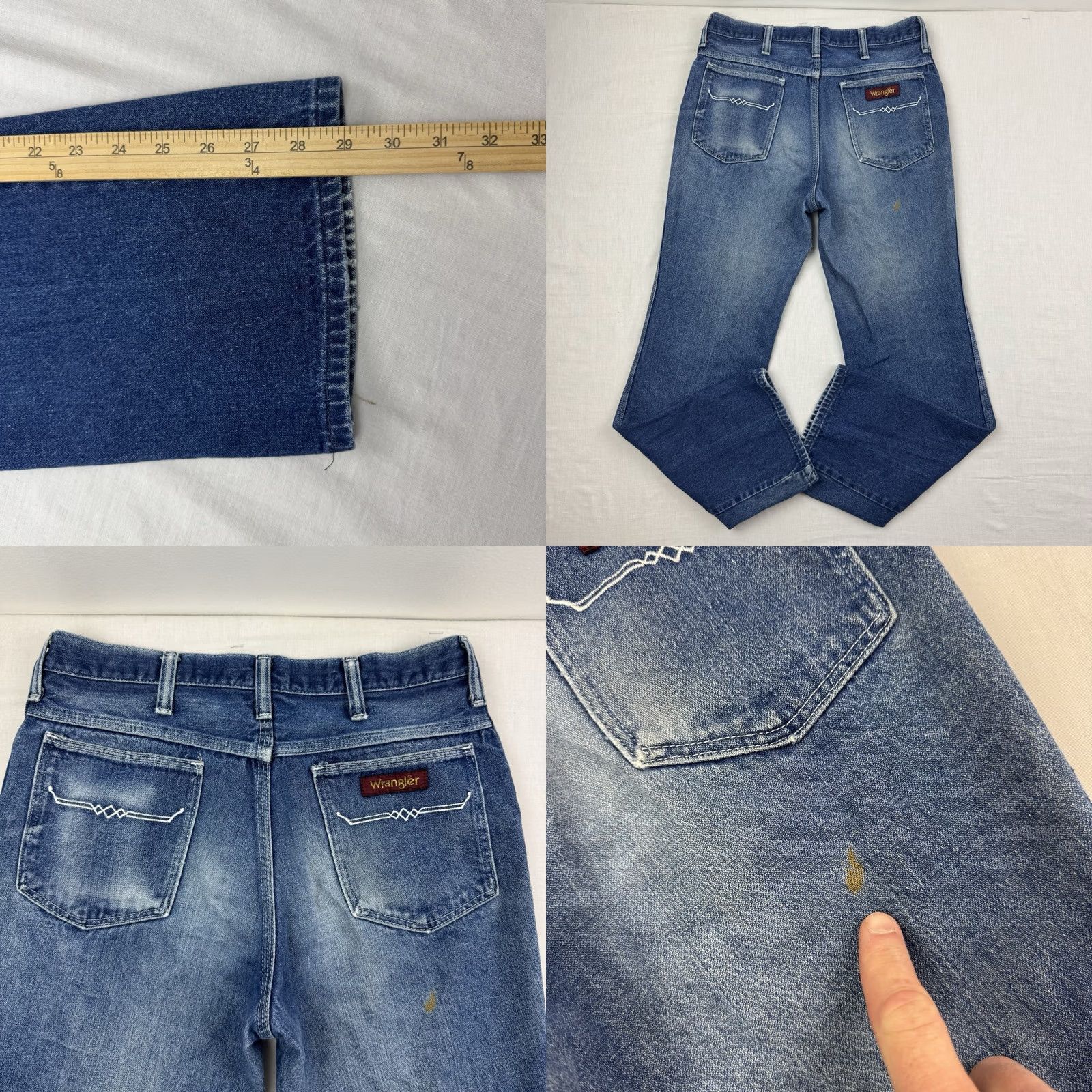 Wrangler VINTAGE Wrangler Jeans Men 28x29 Zip USA 70s 80s Cowboy Hippie Denim Blue Cotton Straight Made In USA Size US 28 / EU 44 - 9 Thumbnail
