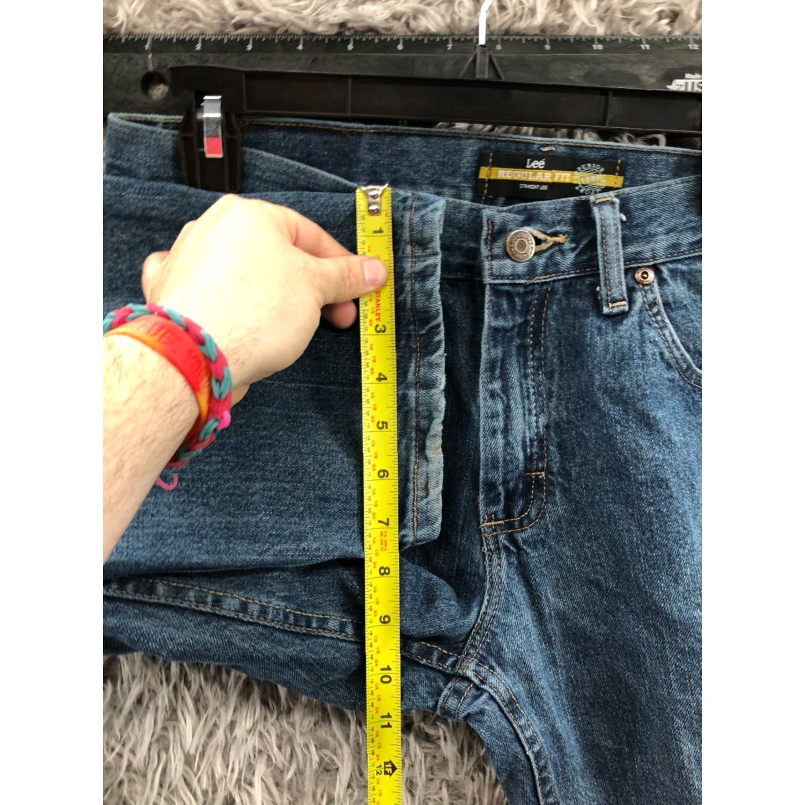Lee Lee Regular Straight Jeans 31x30 Mens Mid Rise Blue Wash Denim 5-Pocket Belt Loops Slim Fit Size US 31 - 4 Thumbnail