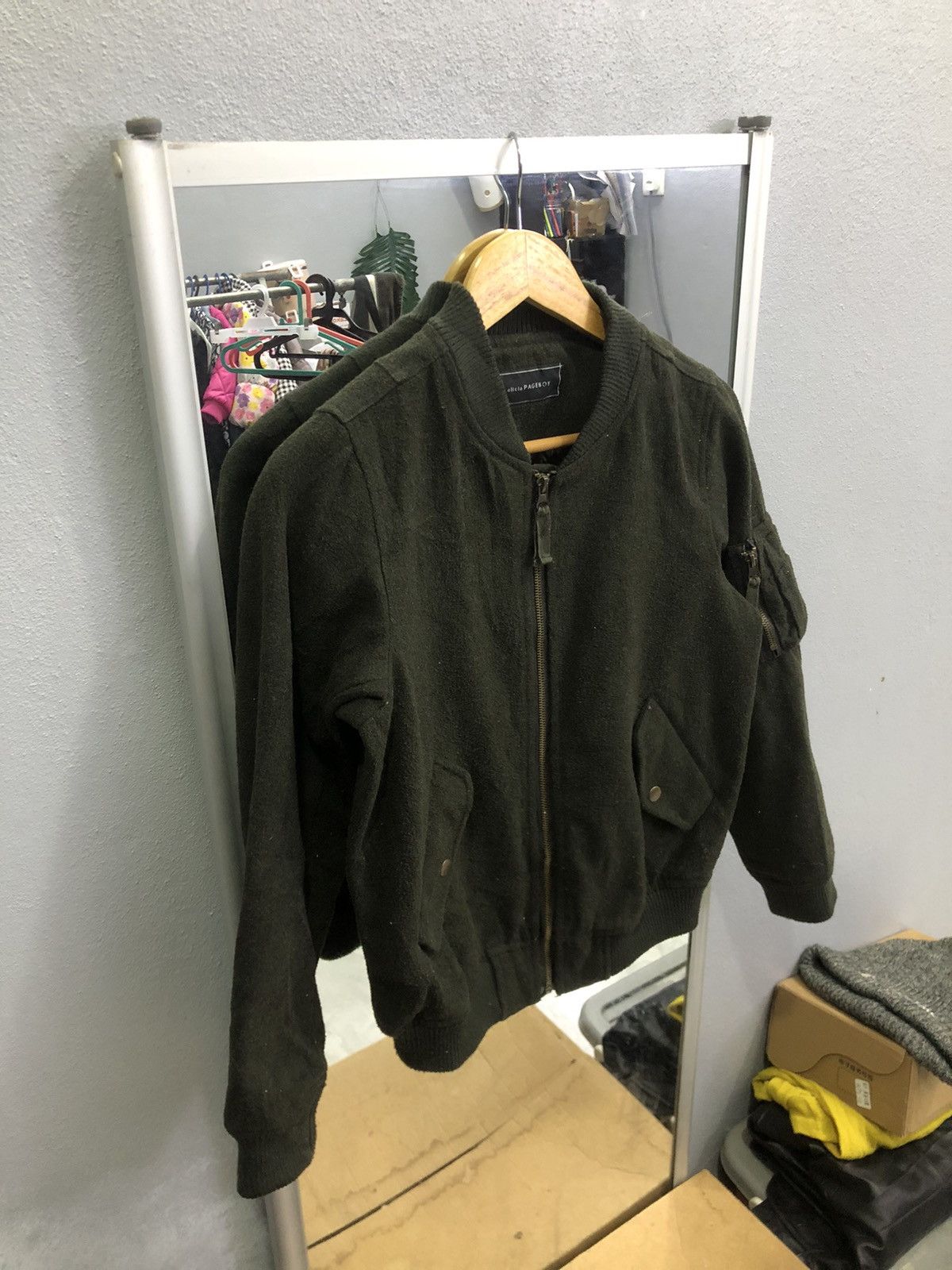 Japanese Brand Alicia Pageboy Wool MA-1 Bomber Jacket Olive Japan Size S / US 4 / IT 40 - 3 Thumbnail