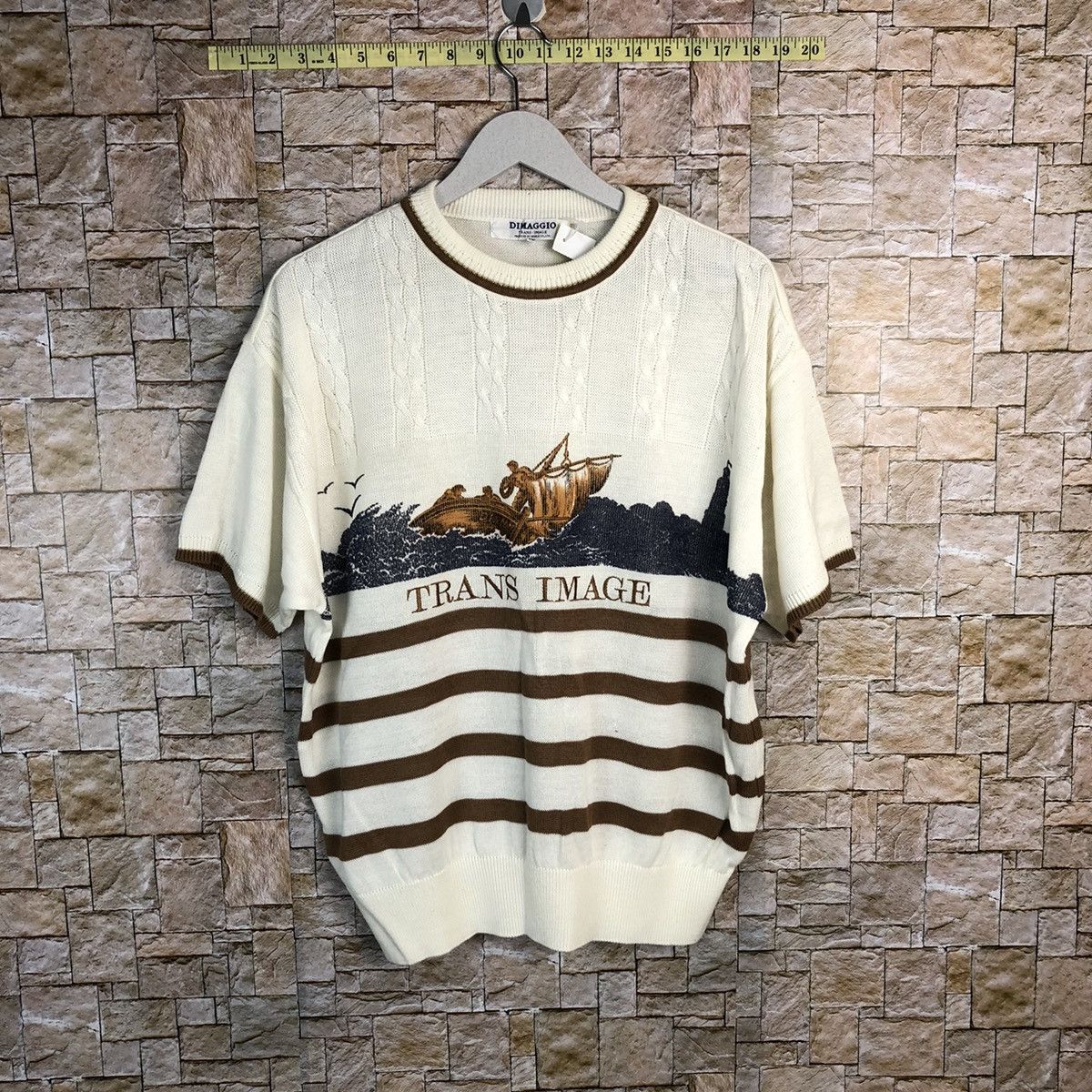 Homespun Knitwear × Japanese Brand A Maggio White Knitwear short sleeve vintage japan #A225 Size L / US 10 / IT 46 - 1 Thumbnail