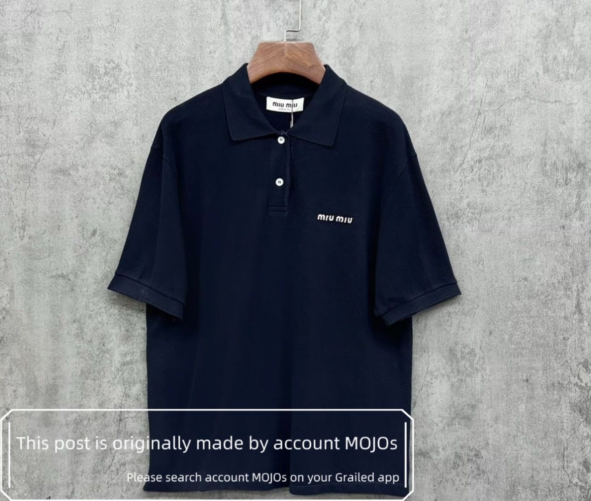 Miu Miu Sz M Miu Miu Logo Stitch Dark Navy Polo mojos1503 Size US M / EU 48-50 / 2 - 1 Thumbnail