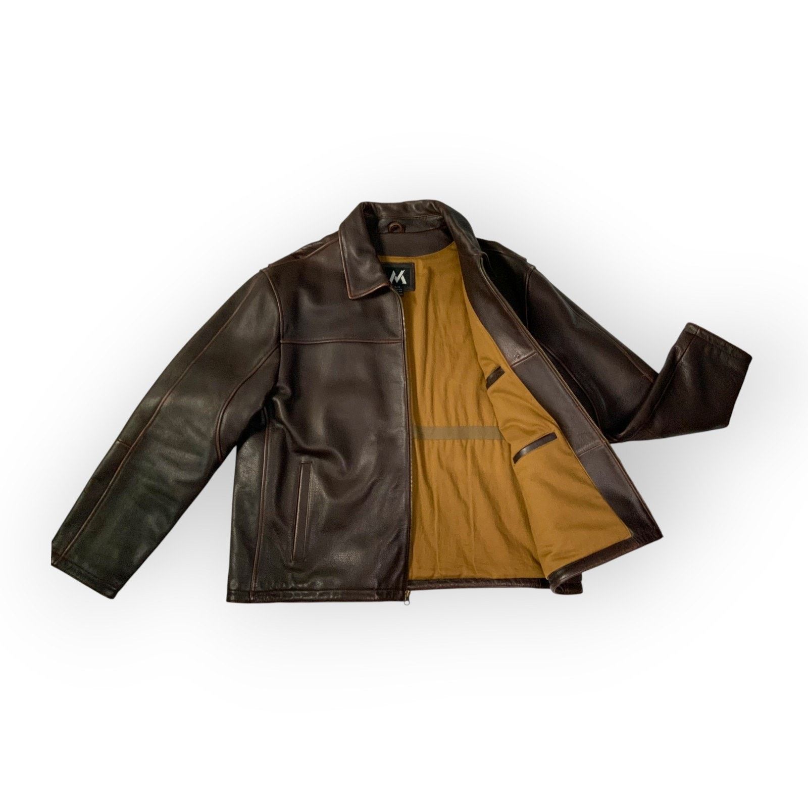 G III Apparel Leather Jacket XL Brown Aviator Classic Coat