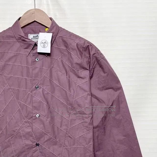 Hermes Hermes Spliced Quilted Lapel Long-Sleeve Shirt. Size M / US 6-8 / IT 42-44 - 3 Thumbnail