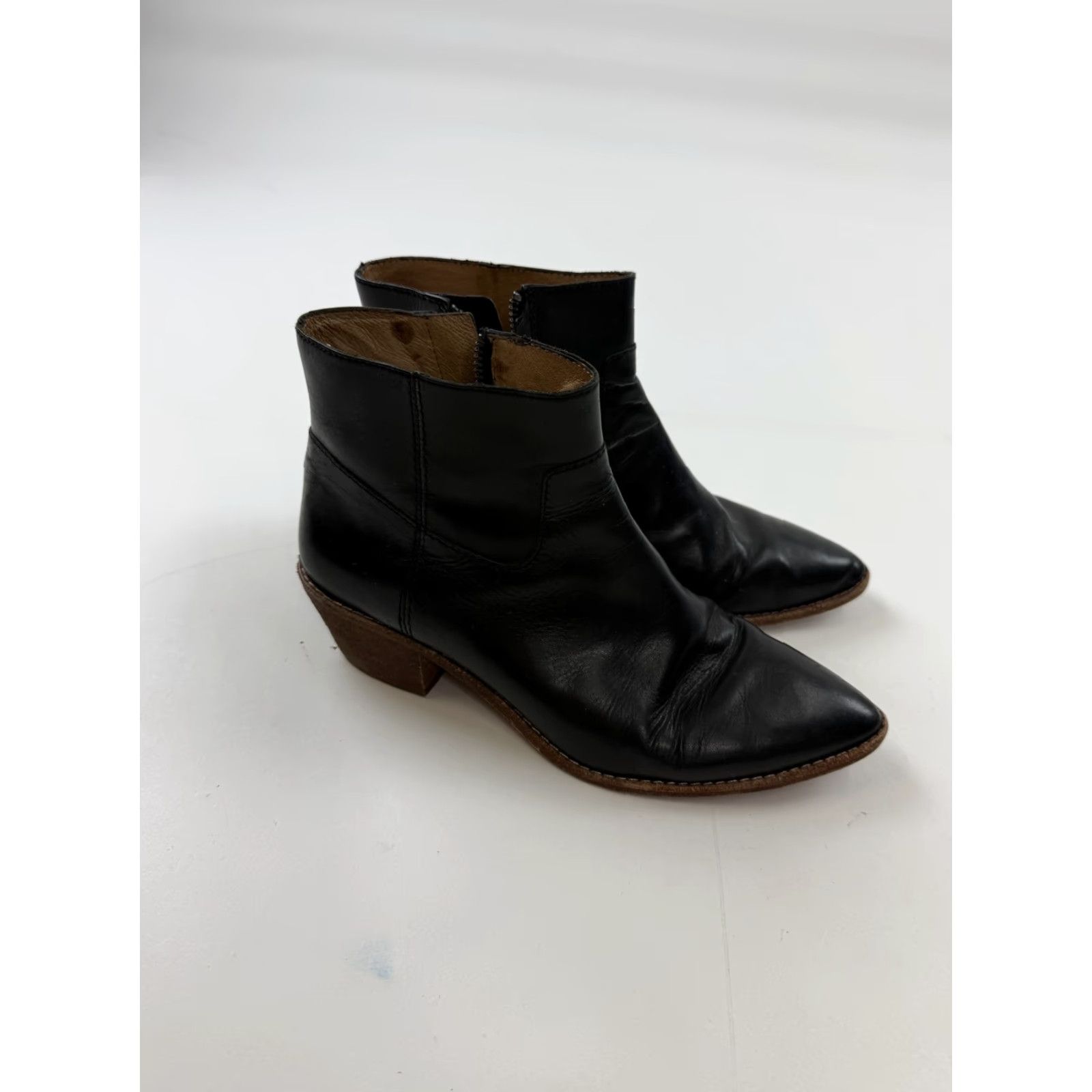 Madewell Madewell Boots Womens Size 7.5 Black Leather Ankle Western Booties Block Heel Size US 8 / IT 38 - 2 Thumbnail