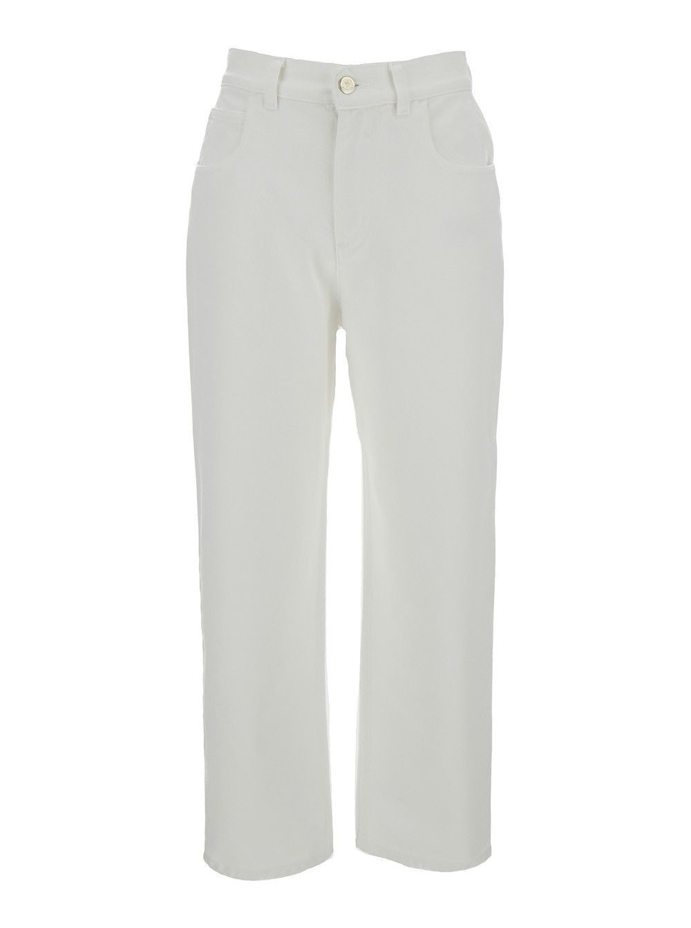 Moncler Crop High Waist White Jeans in Cotton Woman Size 28" / US 6 / IT 42 - 1 Thumbnail