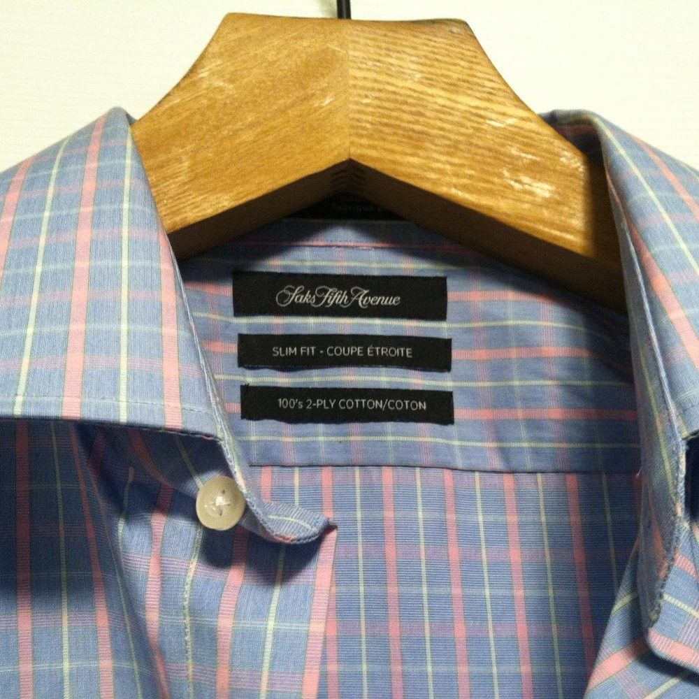Saks Fifth Avenue SAKS FIFTH AVENUE MENS NEW 100%COTTON DRESS SHIRT 16.5/34-35 Size US L / EU 52-54 / 3 - 6 Thumbnail
