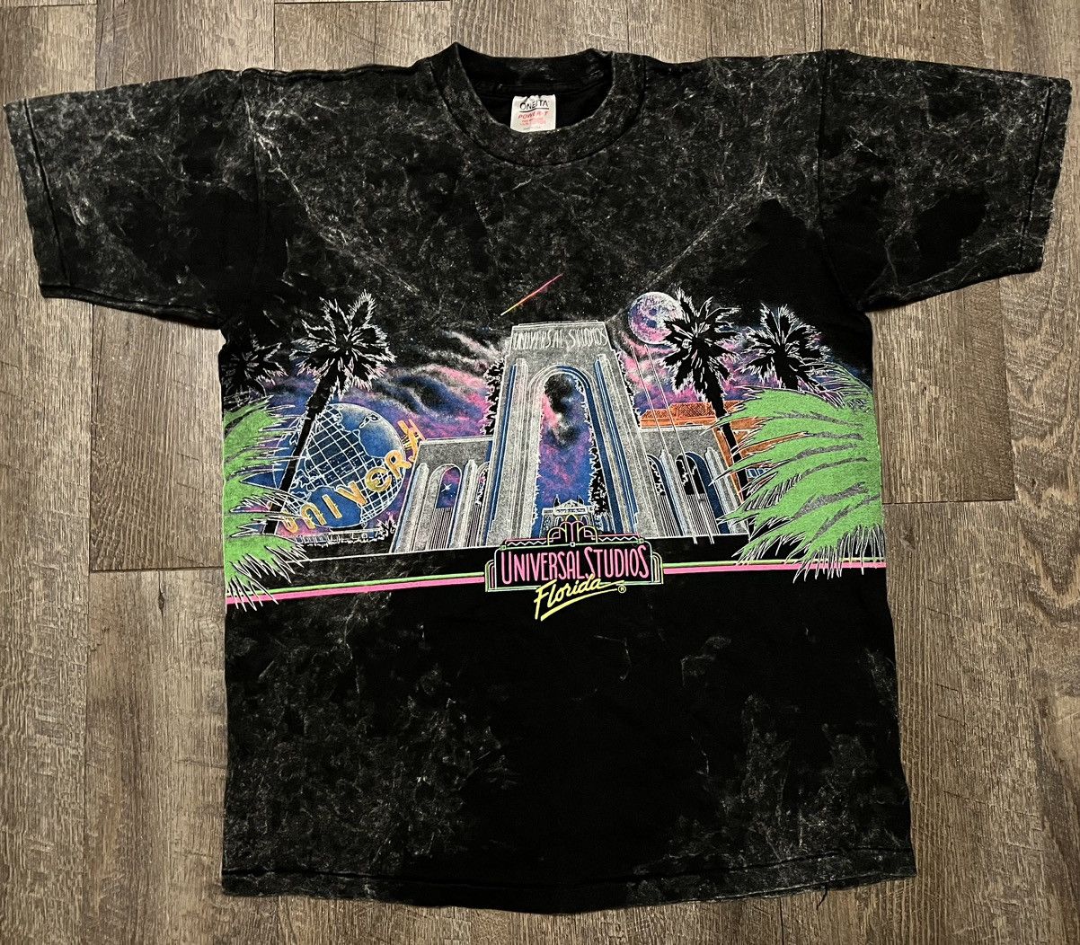 image of Universal Studios Florida Acid Wash Aop Shirt 1990 in Grey, Men's (Size XL)