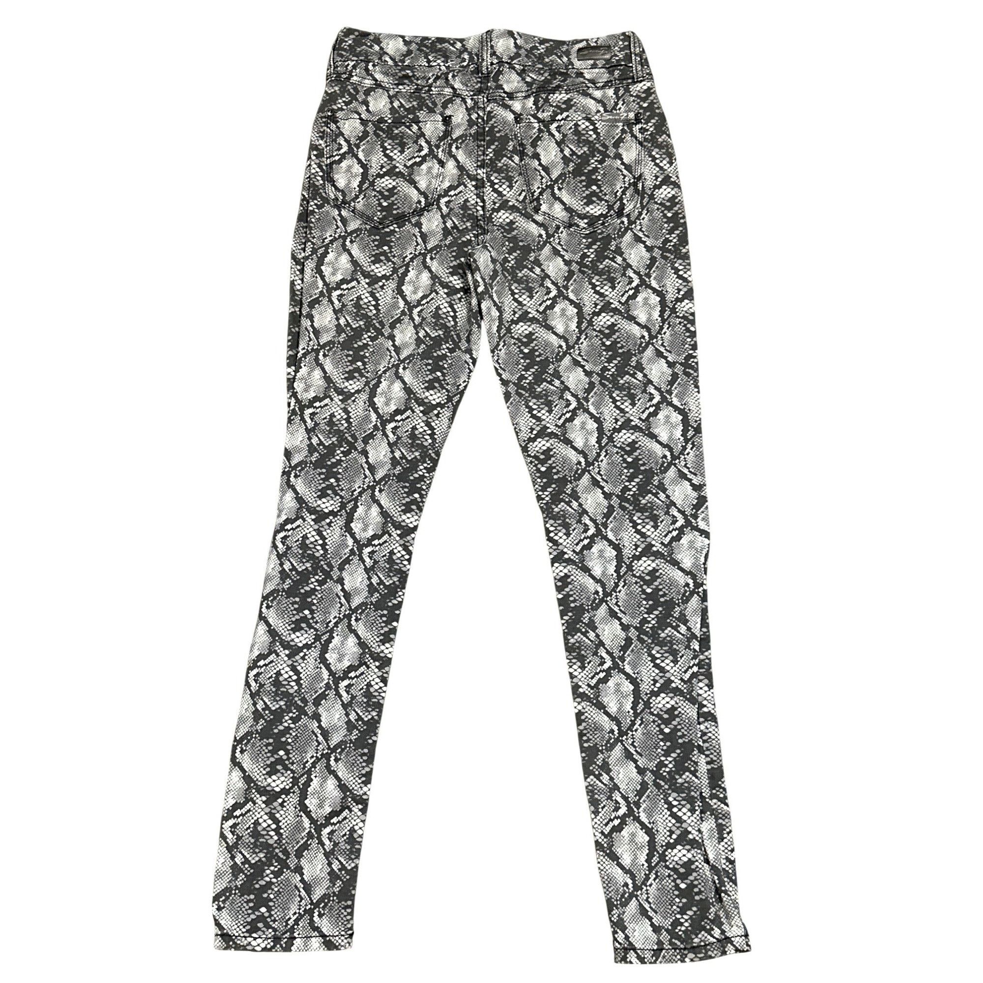 Seven 7 Seven7 Tummyless High Rise Skinny Jeans Black White Snakeski Size 28" / US 6 / IT 42 - 2 Thumbnail