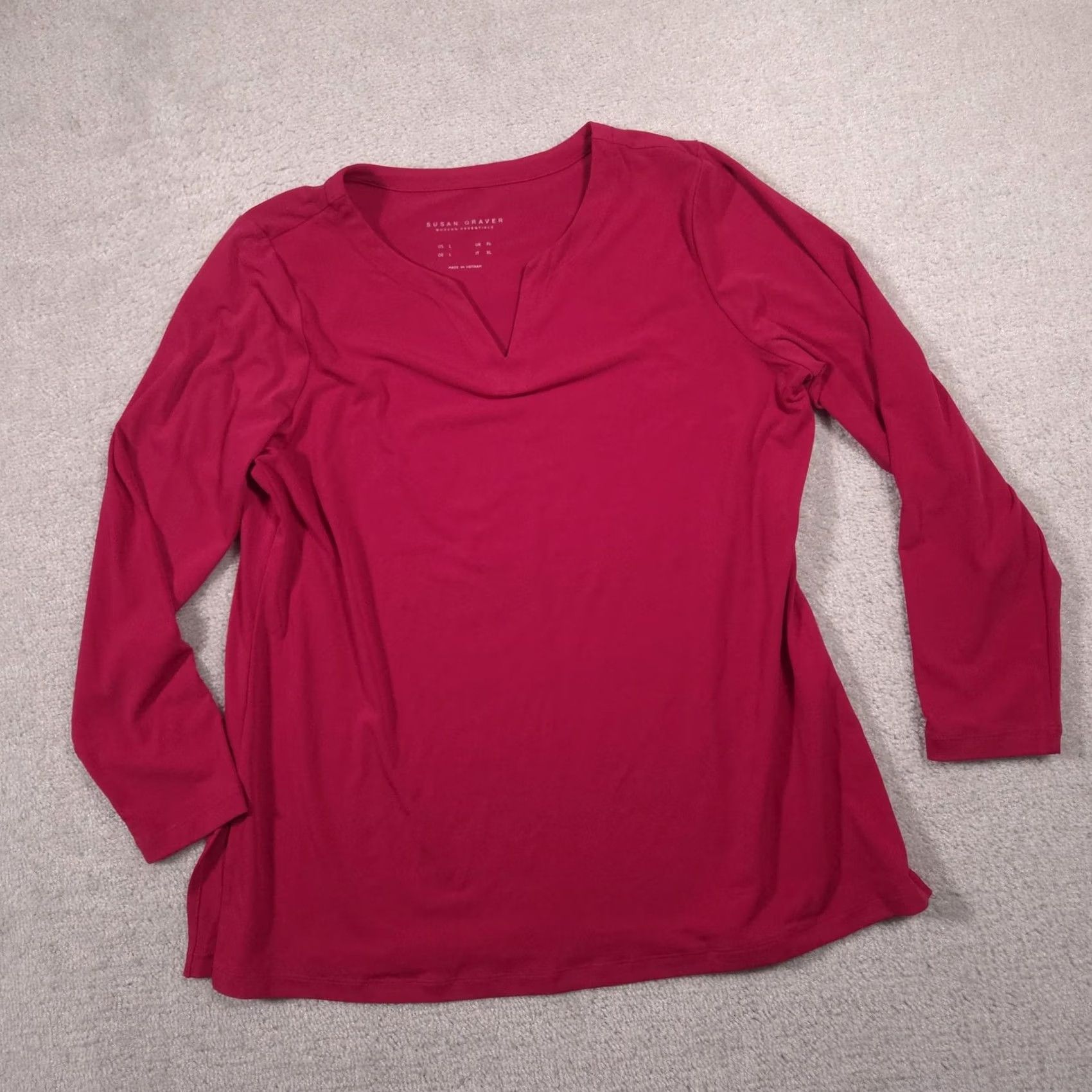 Vintage Susan Graver Shirt Womens L Pink V-Neck Long Sleeve Tunic Top Stretch Regular Tunic Casual Mens Womens Boys Girls? Size L / US 10 / IT 46 - 3 Thumbnail