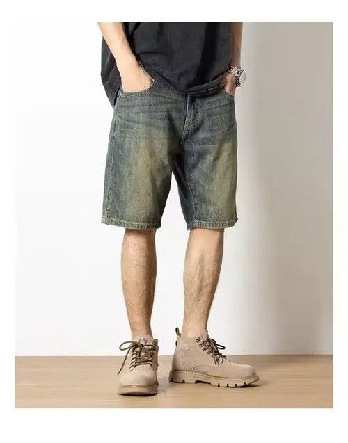 Japanese Brand Retro washed straight-leg versatile denim shorts Size US 32 / EU 48 - 1 Thumbnail