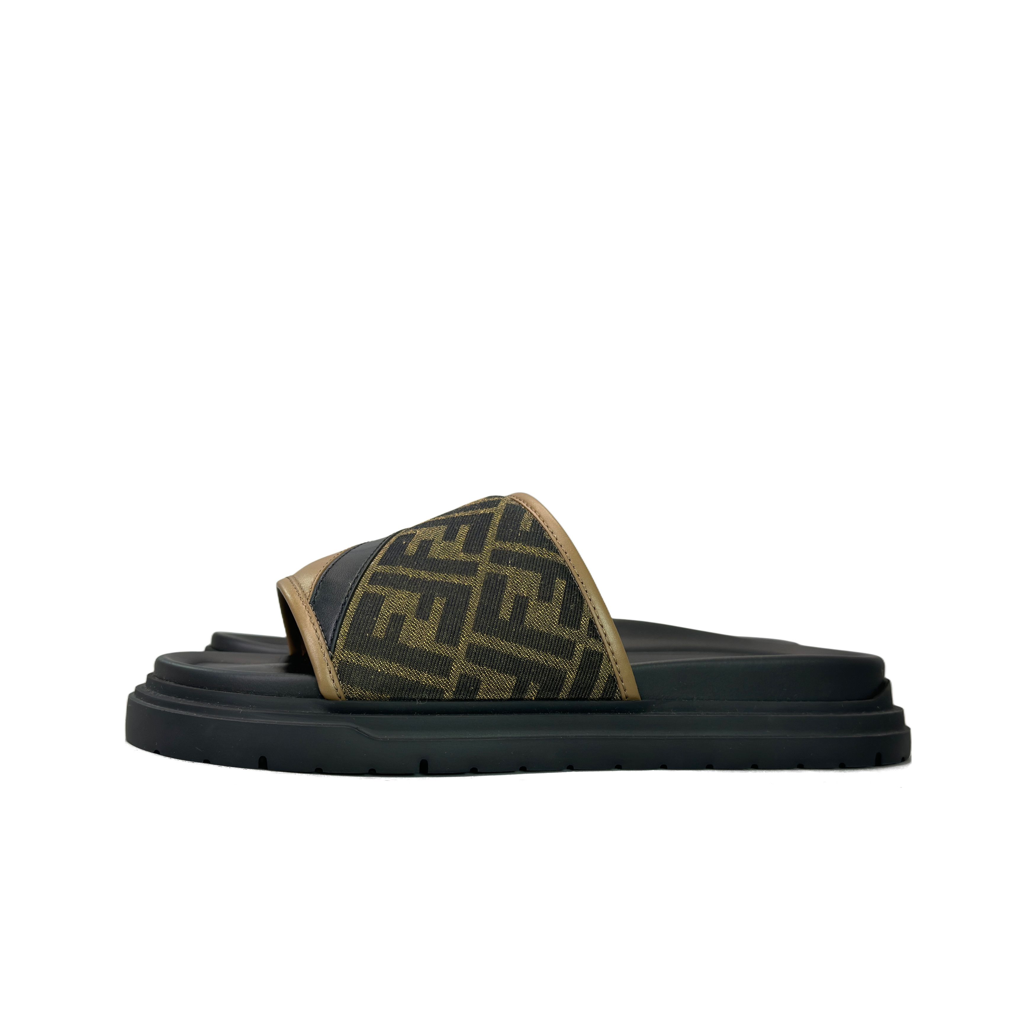 Fendi Fendi FF Logo Leather Slides US 10 / EU 43 Size US 10 / EU 43 - 1 Thumbnail